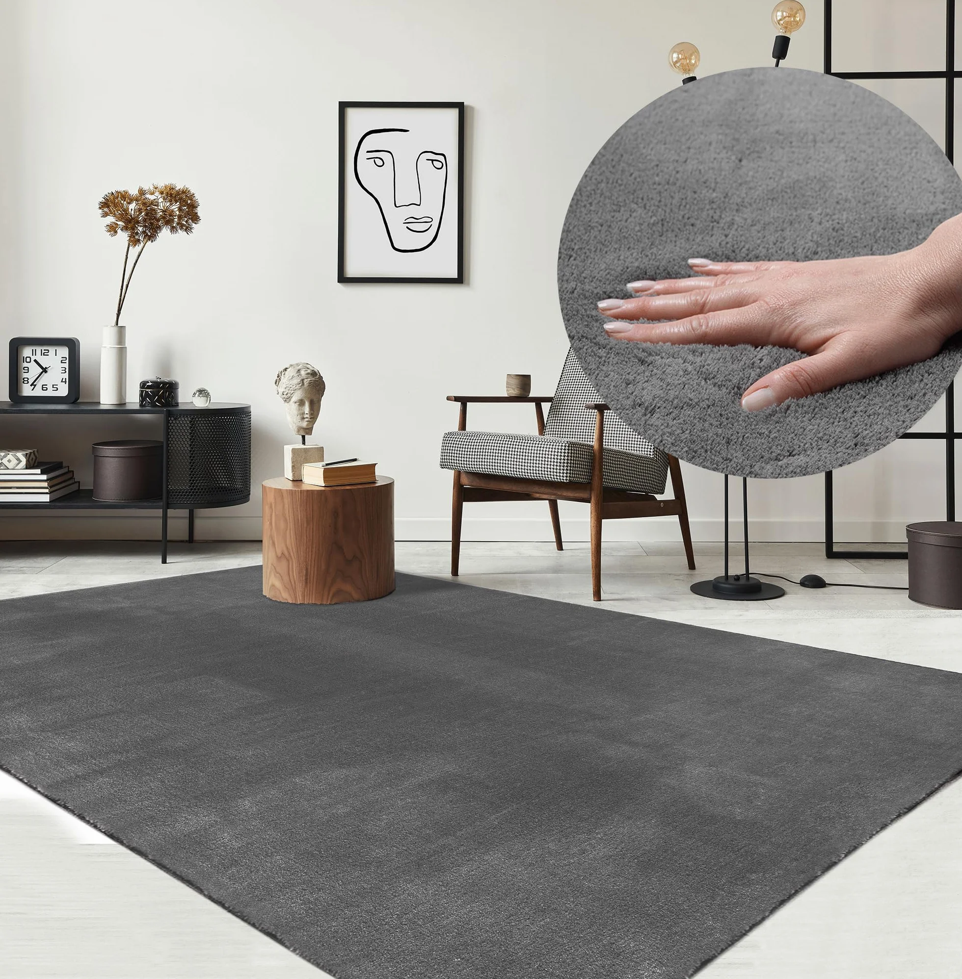 Dywan Relax Antracyt 80 x 150 cm - Nowoczesny dywan z krótkim włosiem antypoślizgowy