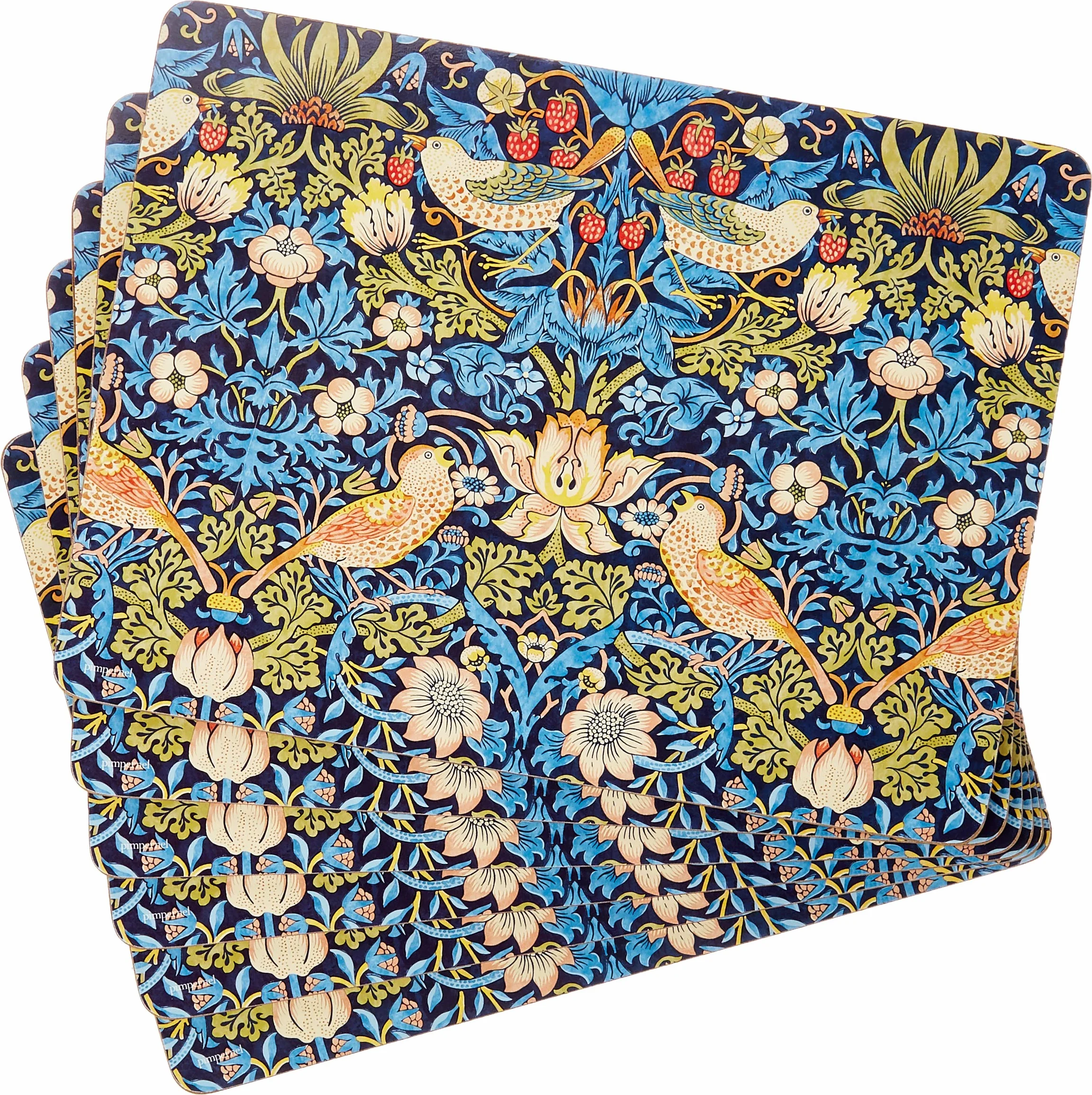 Portmeirion Pimpernel Strawberry Thief niebieskie podkładki zestaw 6 sztuk 30,5 x 23 cm