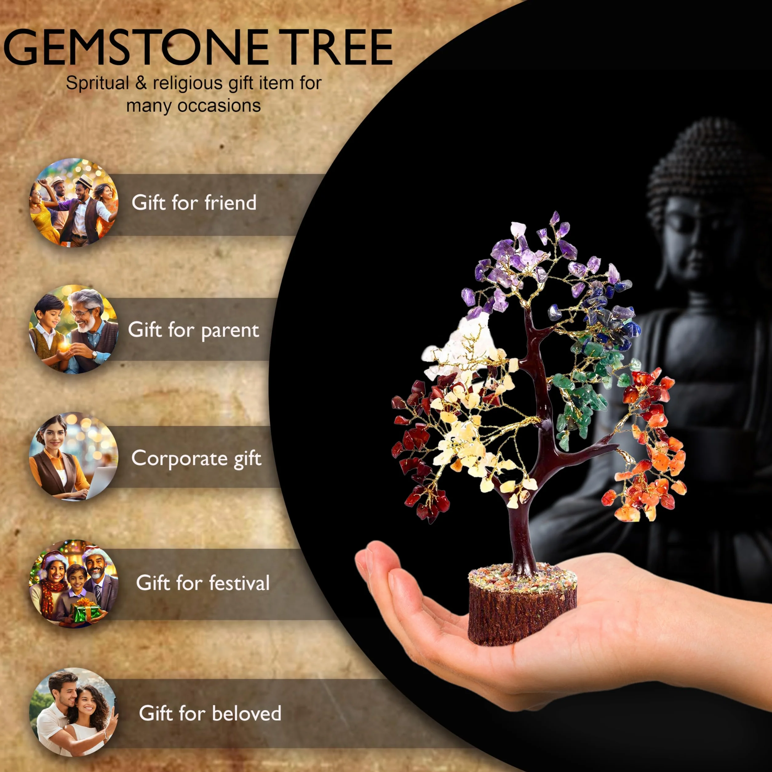 Wonder Care Naturalne kryształowe bonsai Reiki siedem czakr Feng Shui dekoracja domu