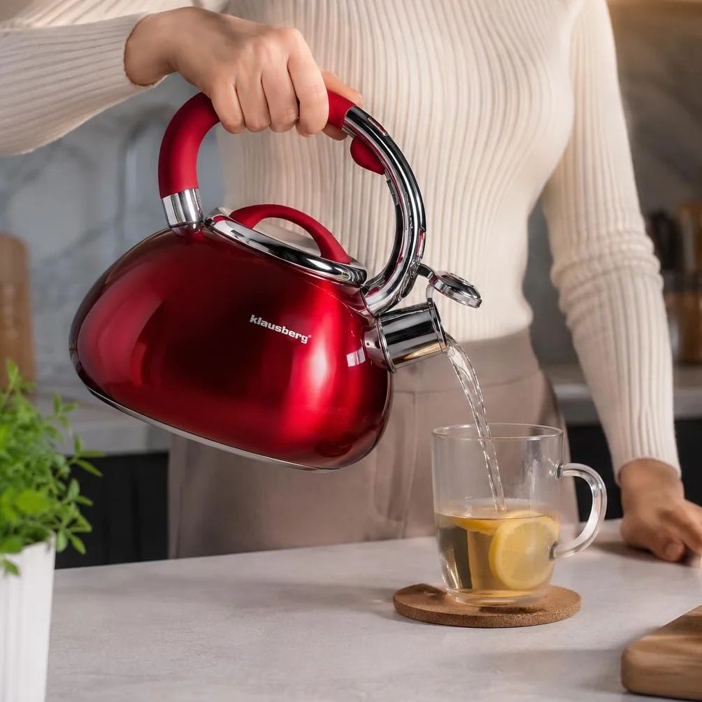 Klausberg Indukcyjny czajnik ze stali nierdzewnej 3,0 l KB-7076 czerwony