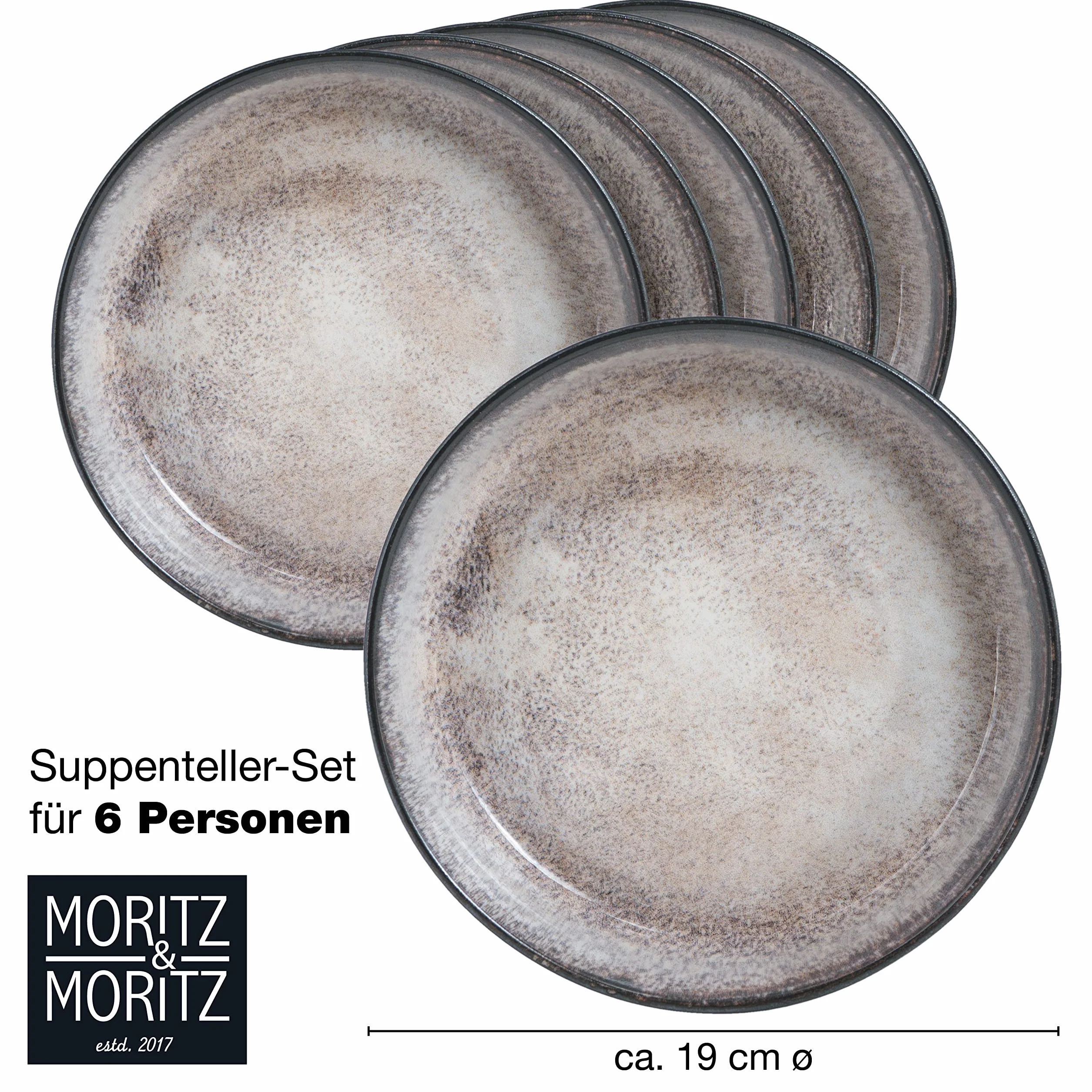 Moritz & Moritz Vida 6-częściowy zestaw misek do zupy porcelana beżowy