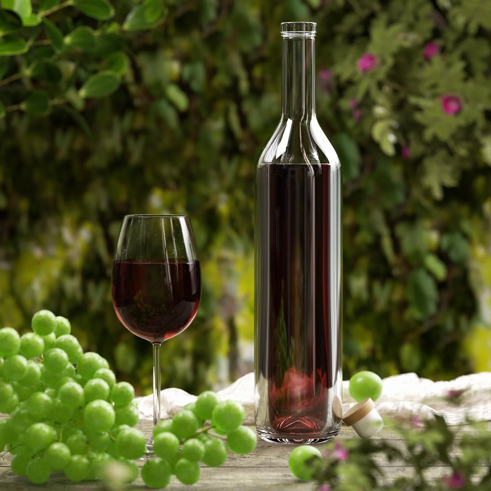 Szklane butelki 750 ml z pokrywkami korkowymi i kapsułkami termokurczliwymi do wina, soku, napojów