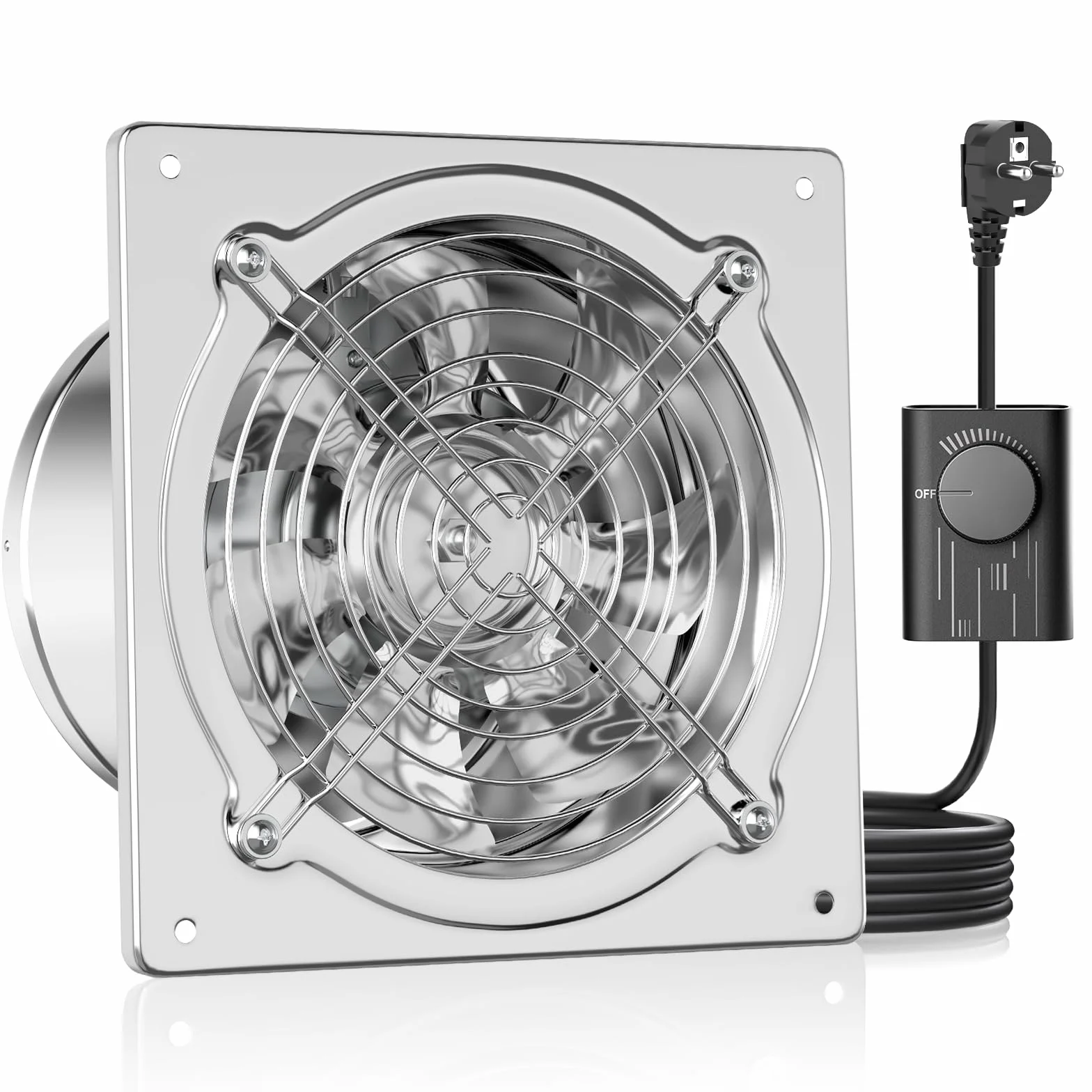 HG Power Wentylator wyciągowy 150 mm metalowy 525 m³/h z zaworem zwrotnym srebrny
