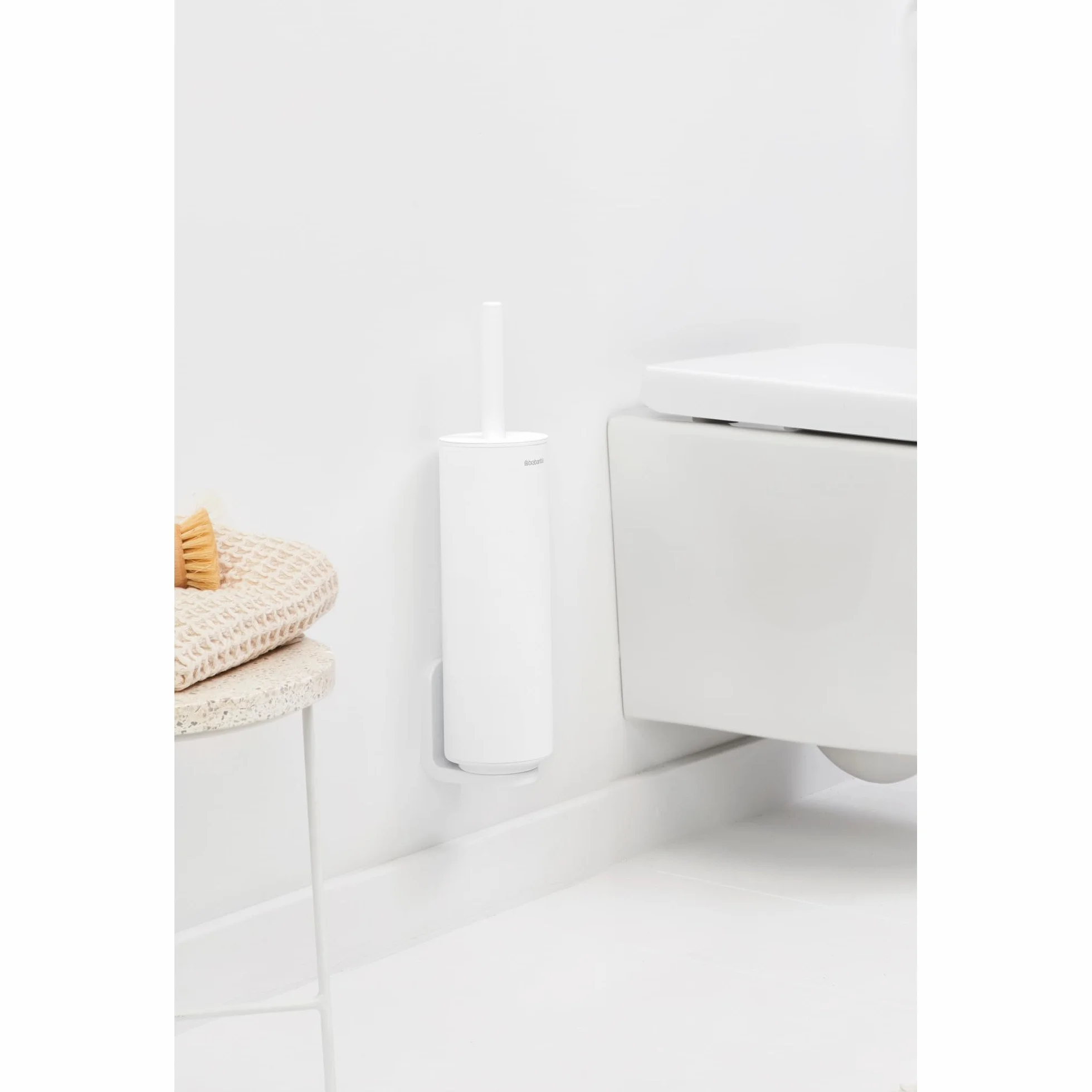 Brabantia Mindset Szczotka Toaletowa w Obudowie Stalowy Uchwyt Ochronny Odporna na Korozję Fresh White 42 cm