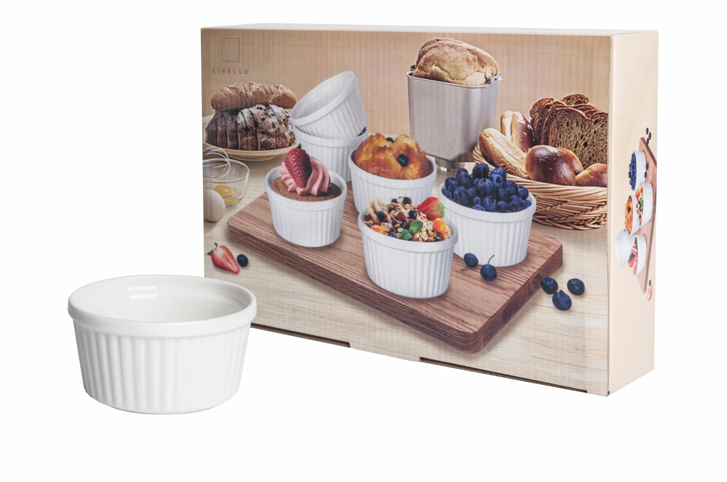 LIVELLO Stromboli Zestaw 6 Kokilek Porcelanowych 180 ml Żaroodporne Ramekiny do Zapiekania