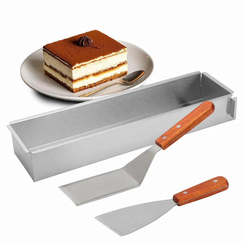 Foremka prostokątna do Tiramisu, Regulowana prostokątna forma do musu na ciasto kanciaste do przygotowywania tortów, pieczenia tostów, chleba, warstwowych ciast na urodziny, imprezę, Święta