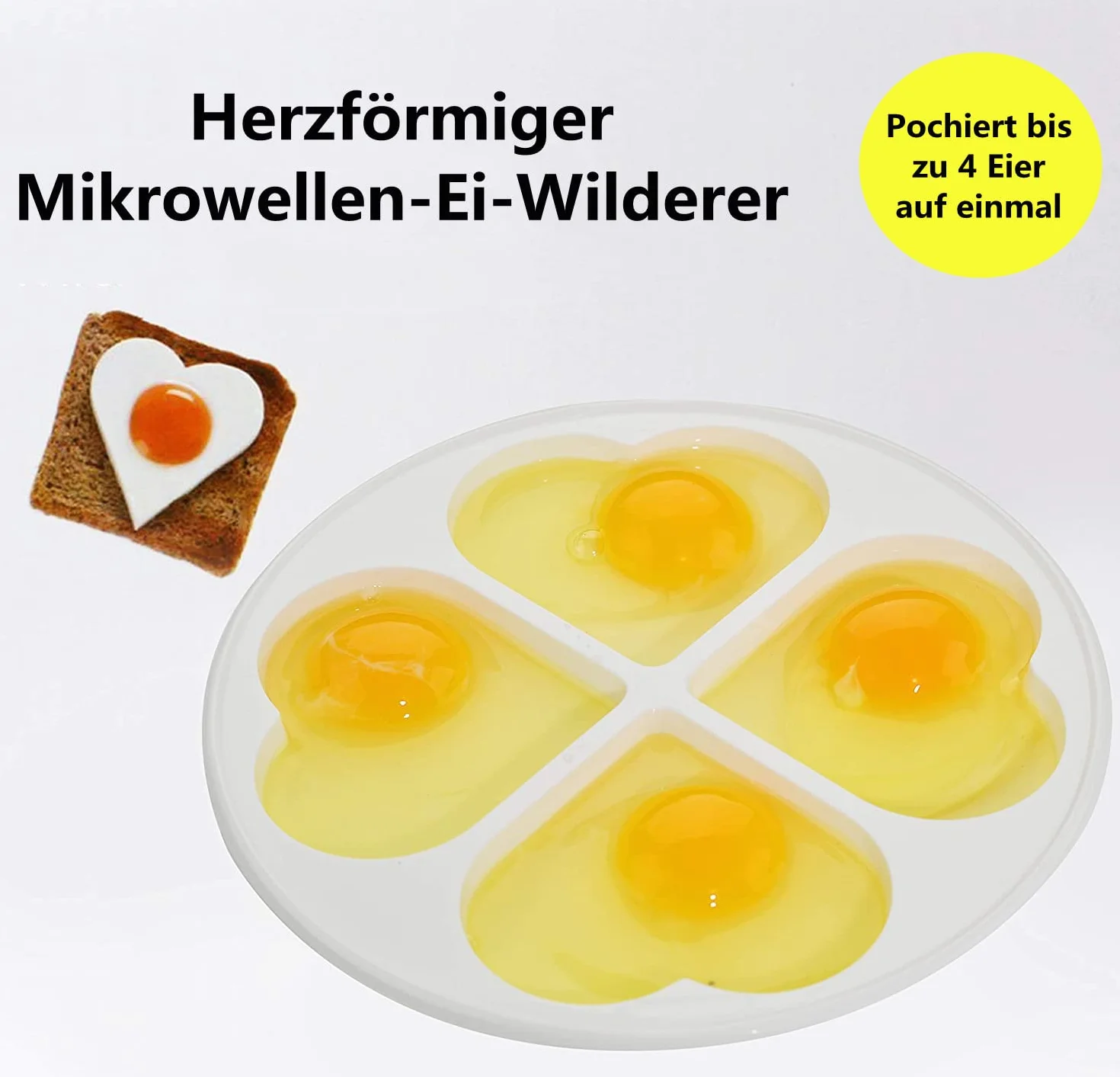 LATRAT Kuchenka mikrofalowa do jajek, omlet, jajko sadzone, na 4 jajka, biały
