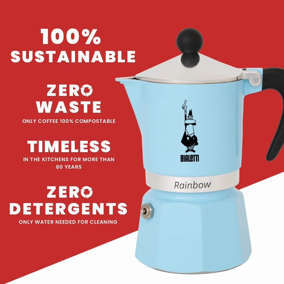 Bialetti Tęczowy dzbanek do kawy aluminium niebieski 6 filiżanek 30x20x15 cm