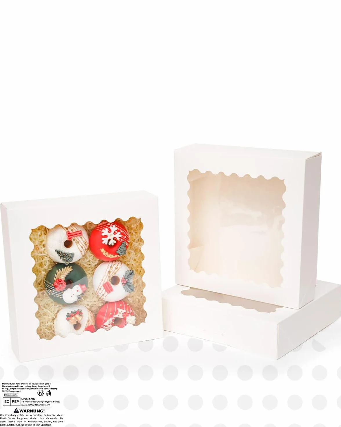 Gcardist Skrzynki na torty z okienkiem, 25,4 x 25,4 x 6,3 cm, 12 sztuk, 10 x 10 x 2,5 cala, kolor biały