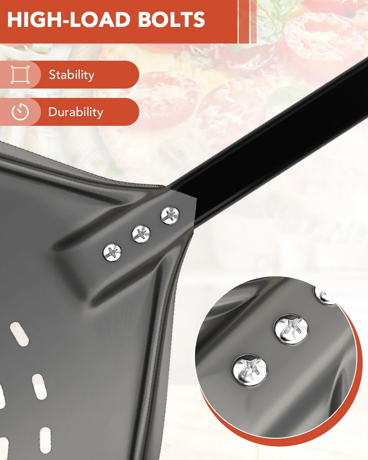 SOUTHGATE Łopatka do pizzy 30 cm (12 cali), perforowana łopata do pizzy z anodyzowanego aluminium, z silikonowym zdejmowanym uchwytem, łopatka do pizzy do chleba pizzy, 30 x 35 cm