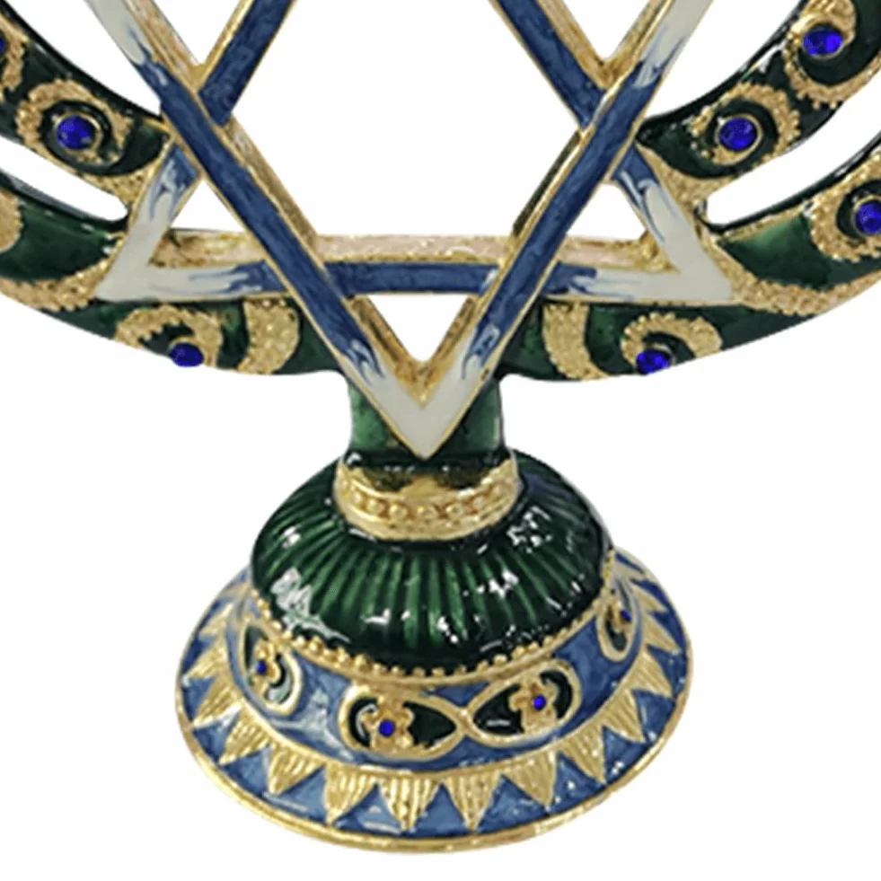 Chanukah Menorah Candelabrum antyczny świecznik festiwal ozdobiony klejnotami świecznik stół centralny
