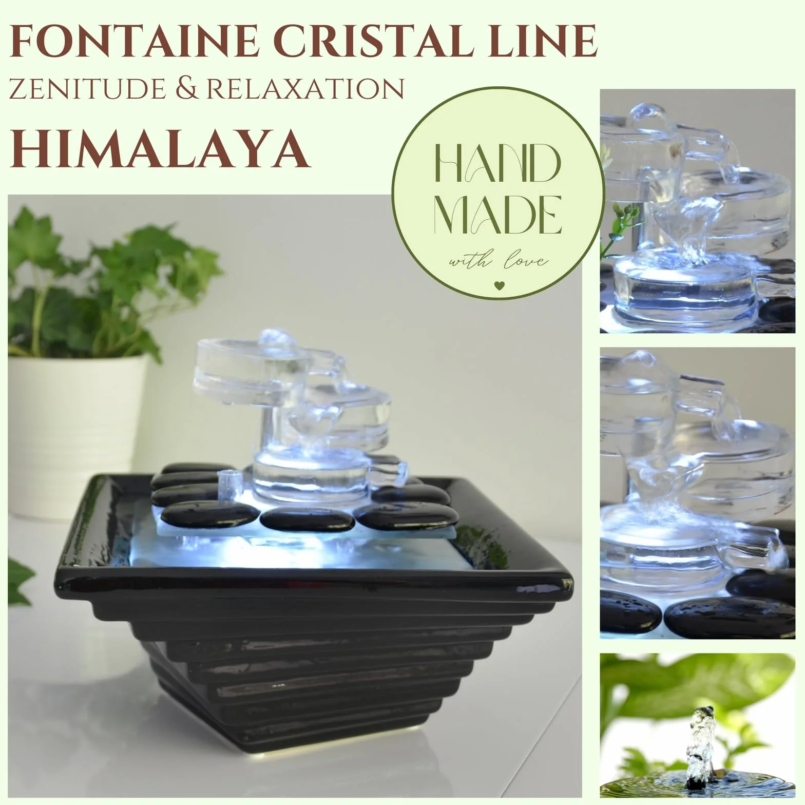 Himalaya SCFV16 Zen'Light fontanna wewnętrzna czarna 23 x 23 x 20 cm