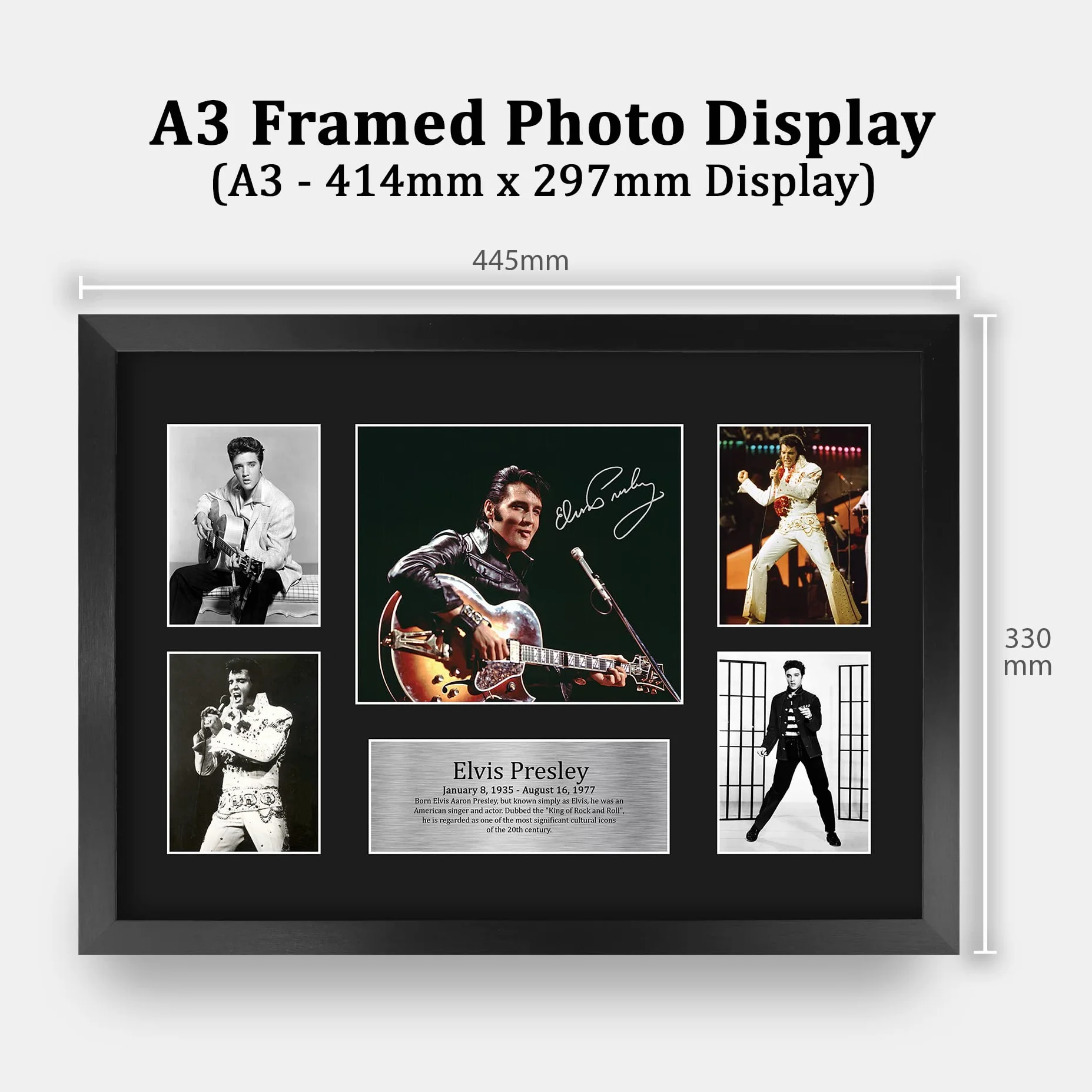 Elvis Presley Muzyczne Zdjęcie Z Autografem A3 Framed Pamiątka Dla Fanów
