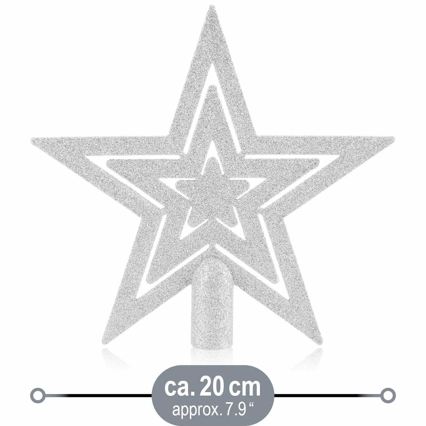 COM-FOUR® Choinka brokatowa gwiazda - Gwiazda na choinke - Choinka na kazda choinke - Poinsecja nietlukaca