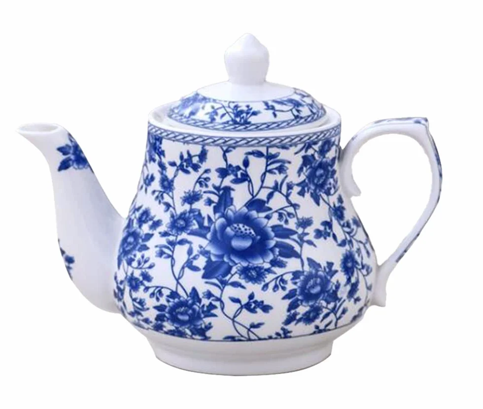 Czajniczek, ceramiczny dzbanek do herbaty, niebieski i biały czajniczek, dzbanek do herbaty do domowego biura, 750 ml