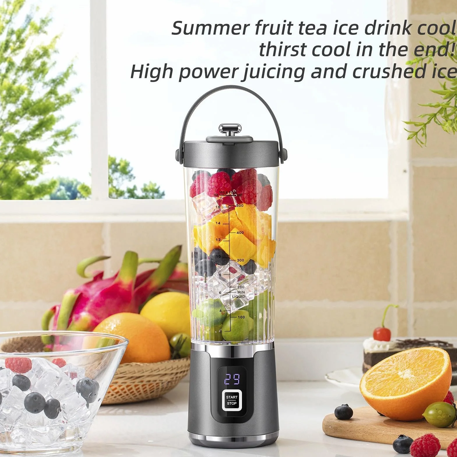 Przenośny Blender Kubek USB z Wyciskarką do Owoców i Mikserem - Kompaktowa Butelka do Podróży