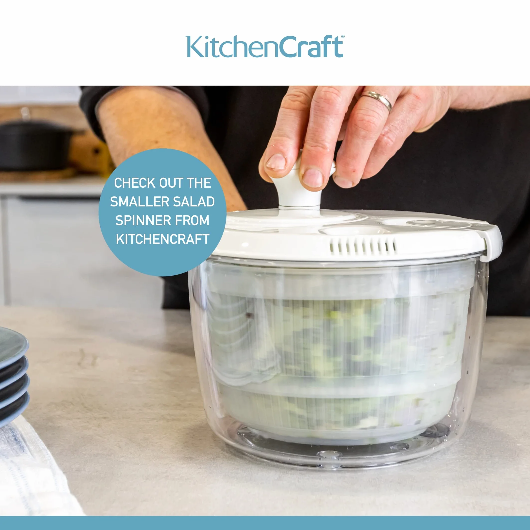 KitchenCraft Deluxe spinka do sałatek 25 cm, tworzywo sztuczne bez BPA