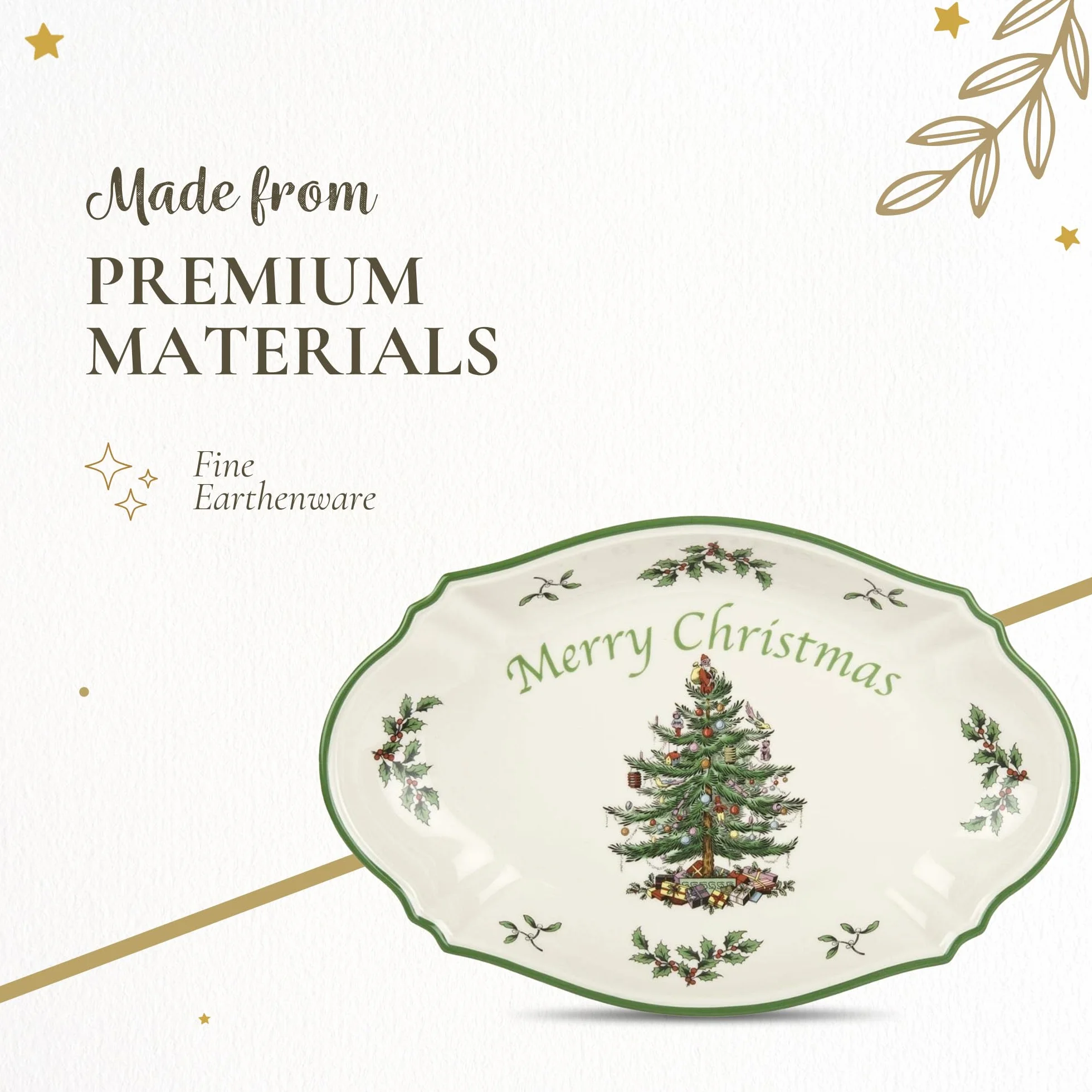 Portmeirion Home & Gifts Merry Christmas tacka pojedyncza, ceramiczna, wielokolorowa, 30 x 28 x 3,5 cm