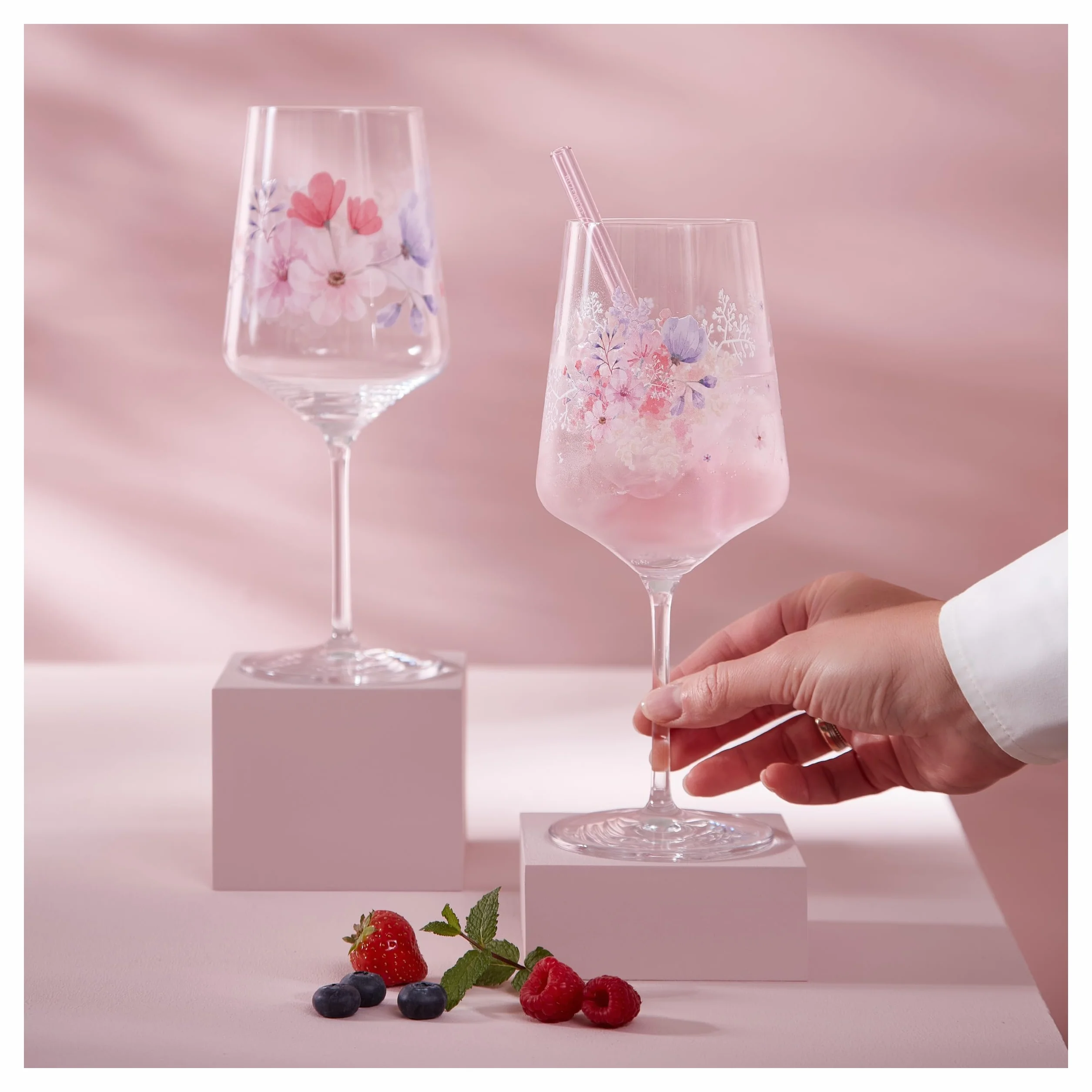 RITZENHOFF Kieliszek do aperitifu 500 ml zestaw 2 szt. Sonet letni motyw łąki kwiatowej różowy fioletowy