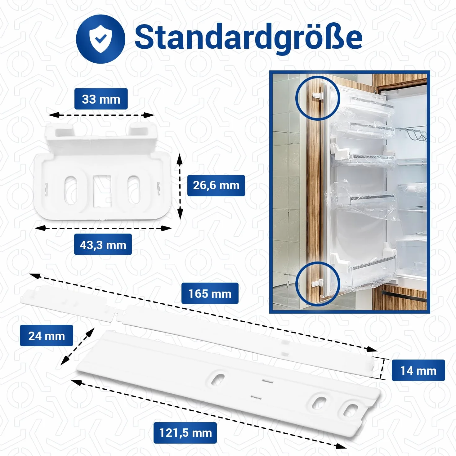 Zestaw do montażu zawiasów VIOKS do drzwi przesuwnych, zamiennik dla Bauknecht Whirlpool Ignis 481231019131 Indesit C00312150, zawias do lodówki - zestaw do montażu drzwi przesuwnych w kolorze białym