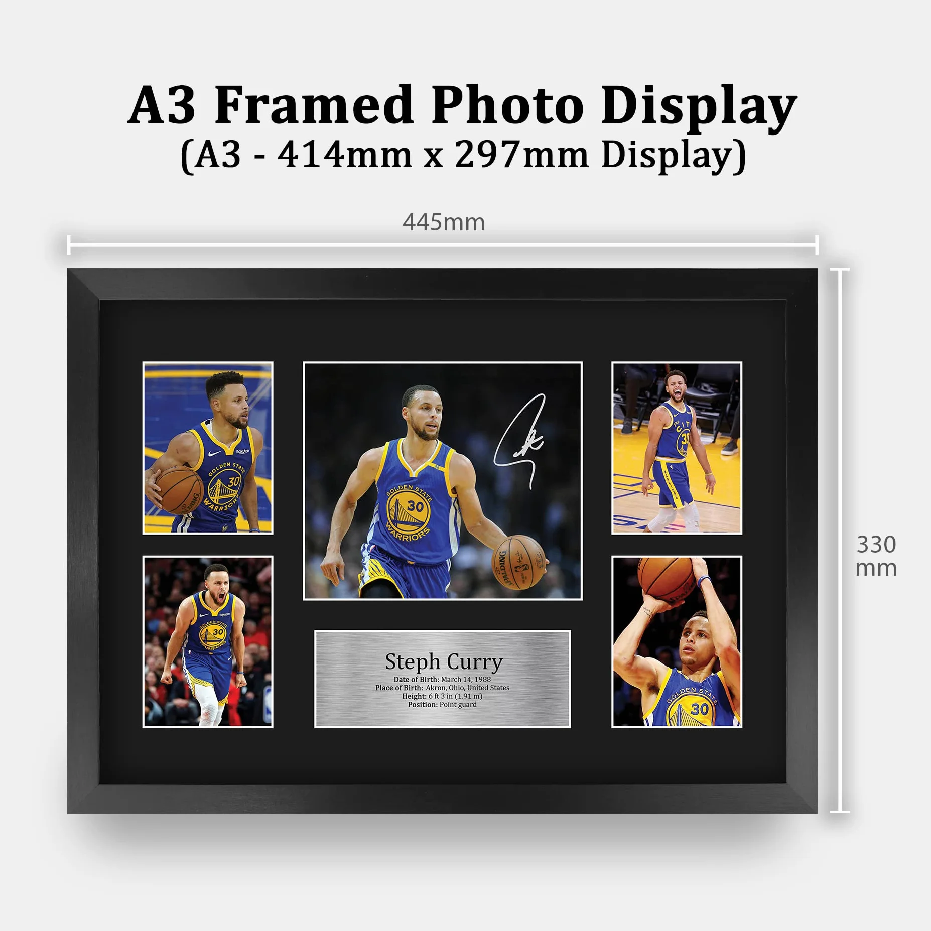 HWC Trading FR A3 Steph Curry Golden State Warriors Prezenty Drukowane Podpisane Prezentacje Autografów Dla Fanów Pamiątek Koszykarskich! - A3 Oprawiony