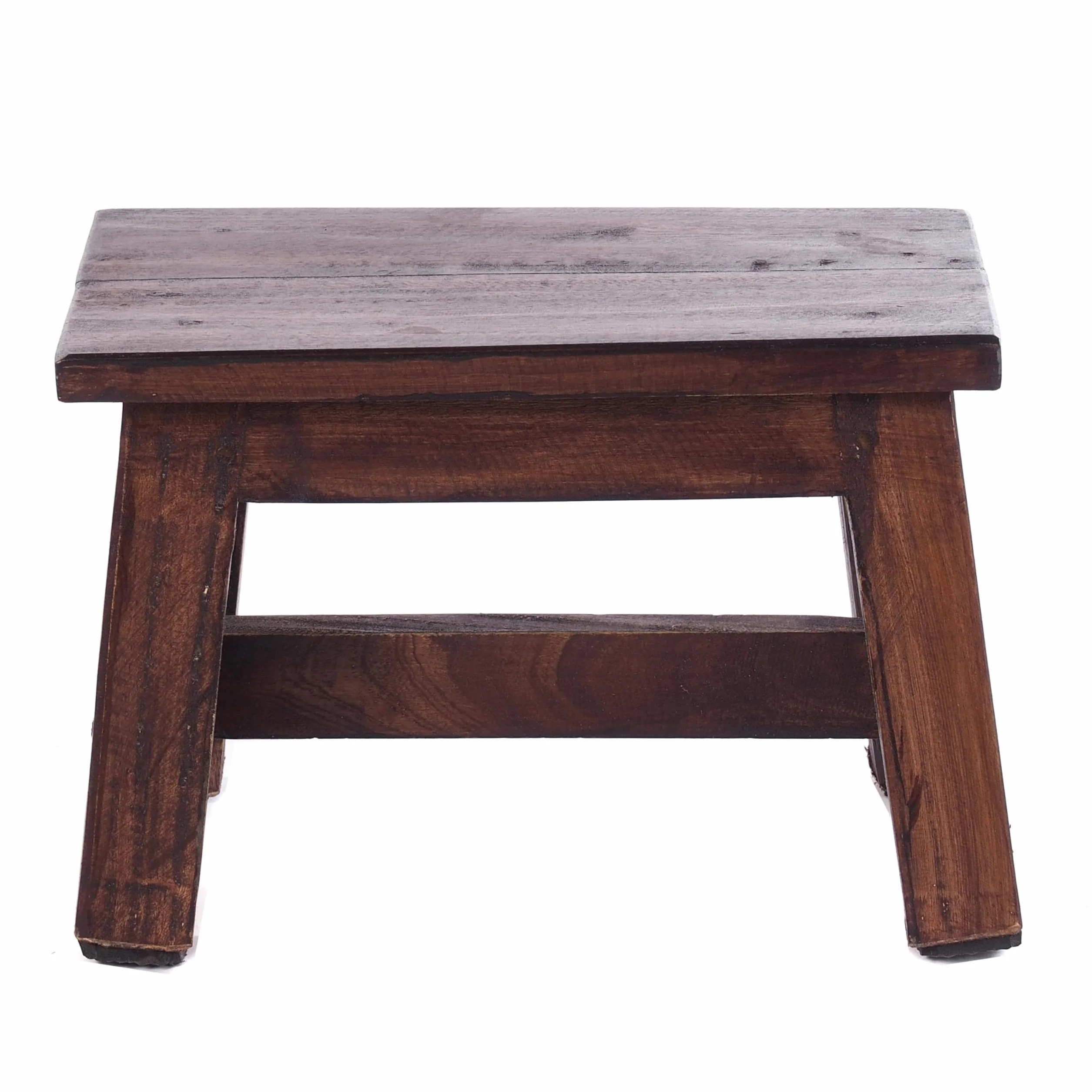 DESIGN DELIGHTS RUSTIC FOOTSTOOL MONTE | 21 x 30 x 20 cm (wys. x szer. x gł.), drewno mahoniowe z recyklingu | drewniany stołek | Kolor: 03 ciemnobrązowy