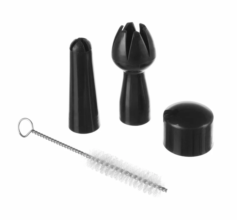 HENDI Syfon do bitej śmietany, w tym zestaw 3 dysz polipropylenowych i szczoteczka do czyszczenia, do przygotowania bitej śmietany, 0,5L, ø80x(H)260mm, aluminium, czarny