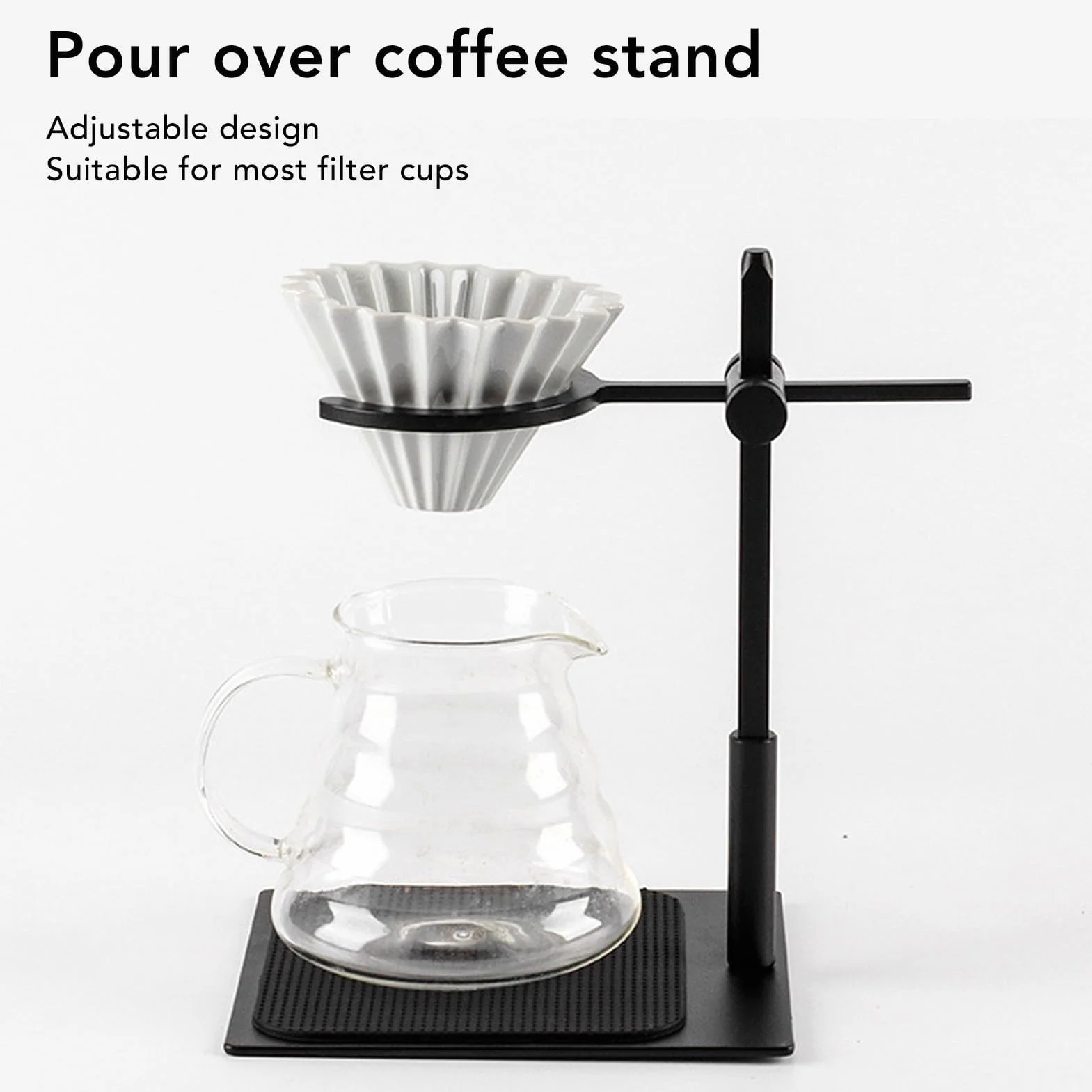 Stojak na kawę Pour Over z regulowanym stopem aluminium, filtr ze stali nierdzewnej, Drip Coffee Brewer