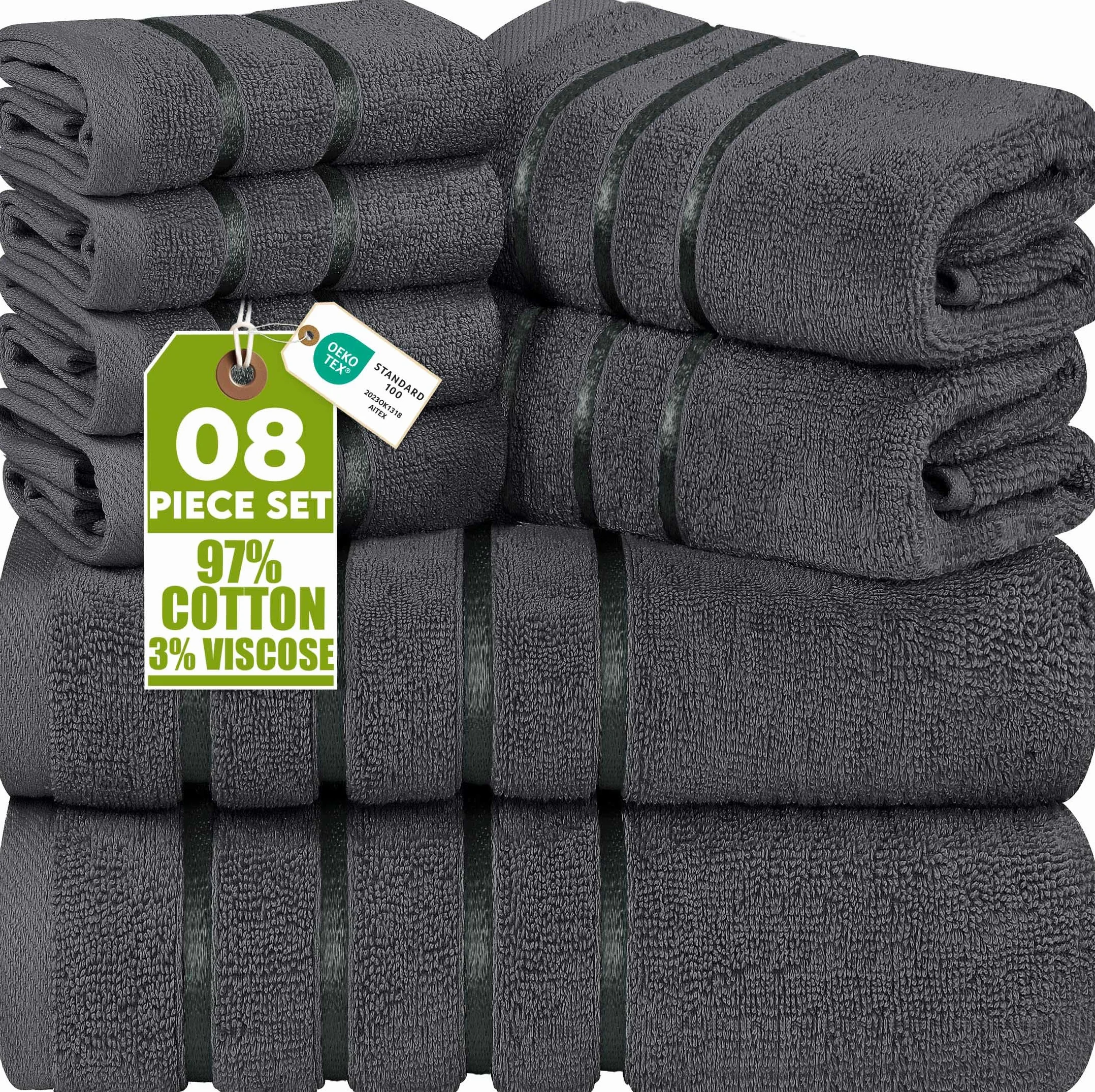 Utopia Towels 8-częściowy zestaw ręczników 600 g/m² 100% bawełna szary