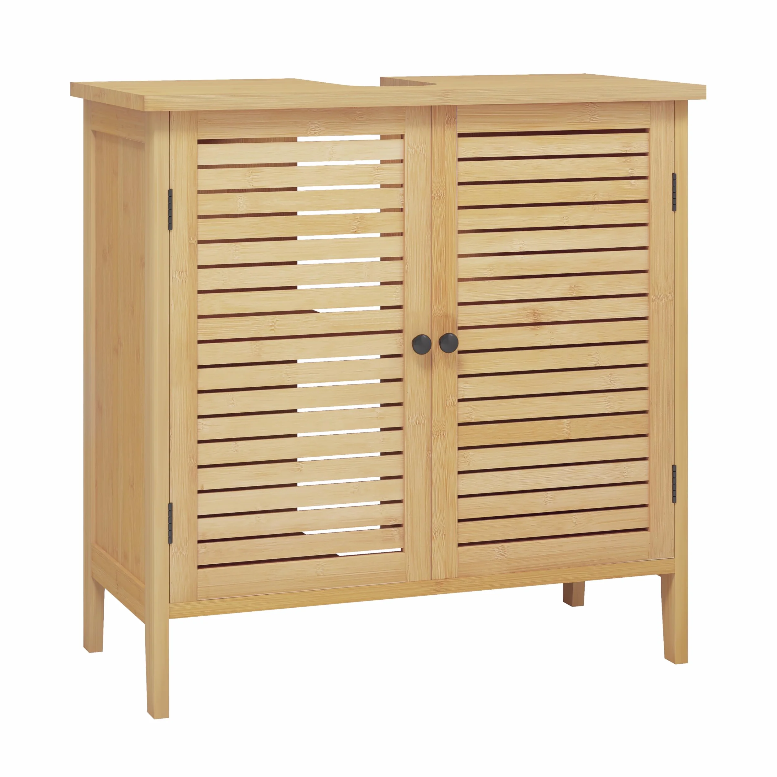 EUGAD Szafka pod umywalkę, szafka pod umywalkę, szafka łazienkowa z 2 drzwiczkami, 60 x 30 x 60 cm, bambus