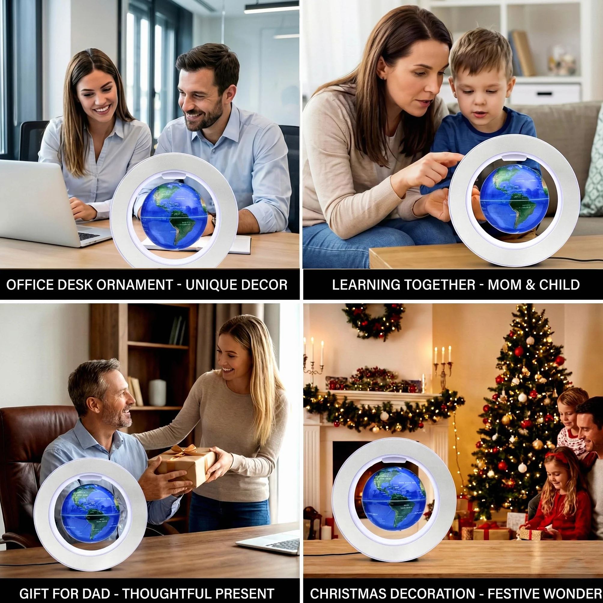 Magnetycznie unoszony globus 10 cm z konstelacjami, geograficznymi światłami LED, obracający się dla dzieci, fajny biurowy prezent dla mężczyzn, unikalne pomysły na prezenty czy gadżety techniczne na