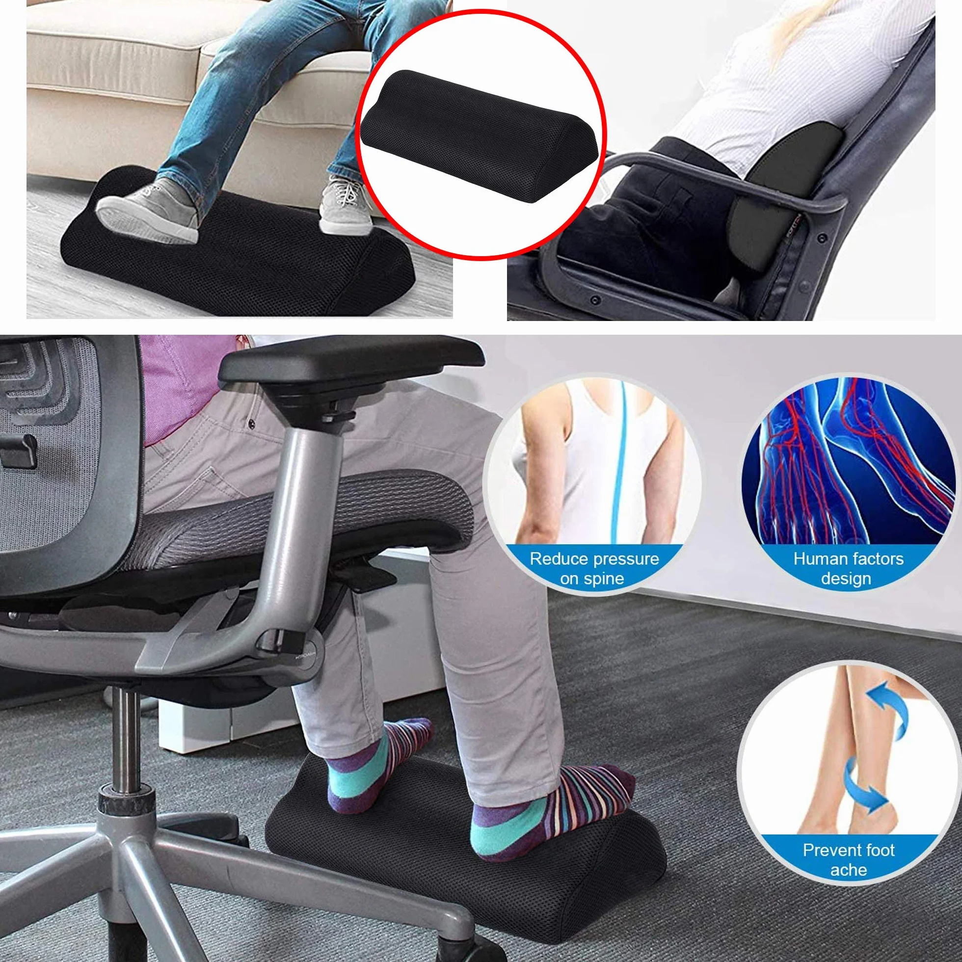 Podnóżek pod biurko WDEC Ergonomiczny podnóżek z regulowanym wzrostem, antypoślizgowy, piankowy podkład pod stopy, kompaktowa podpórka dla domu, biura, podróży