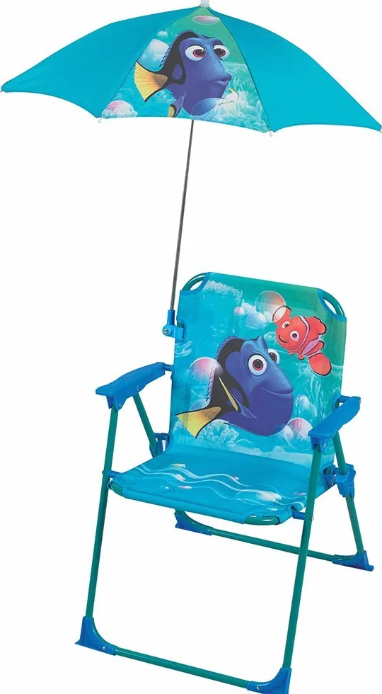 Fun House Dory składane krzesło z parasolem dla dzieci stal niebieski 38x8x50 cm