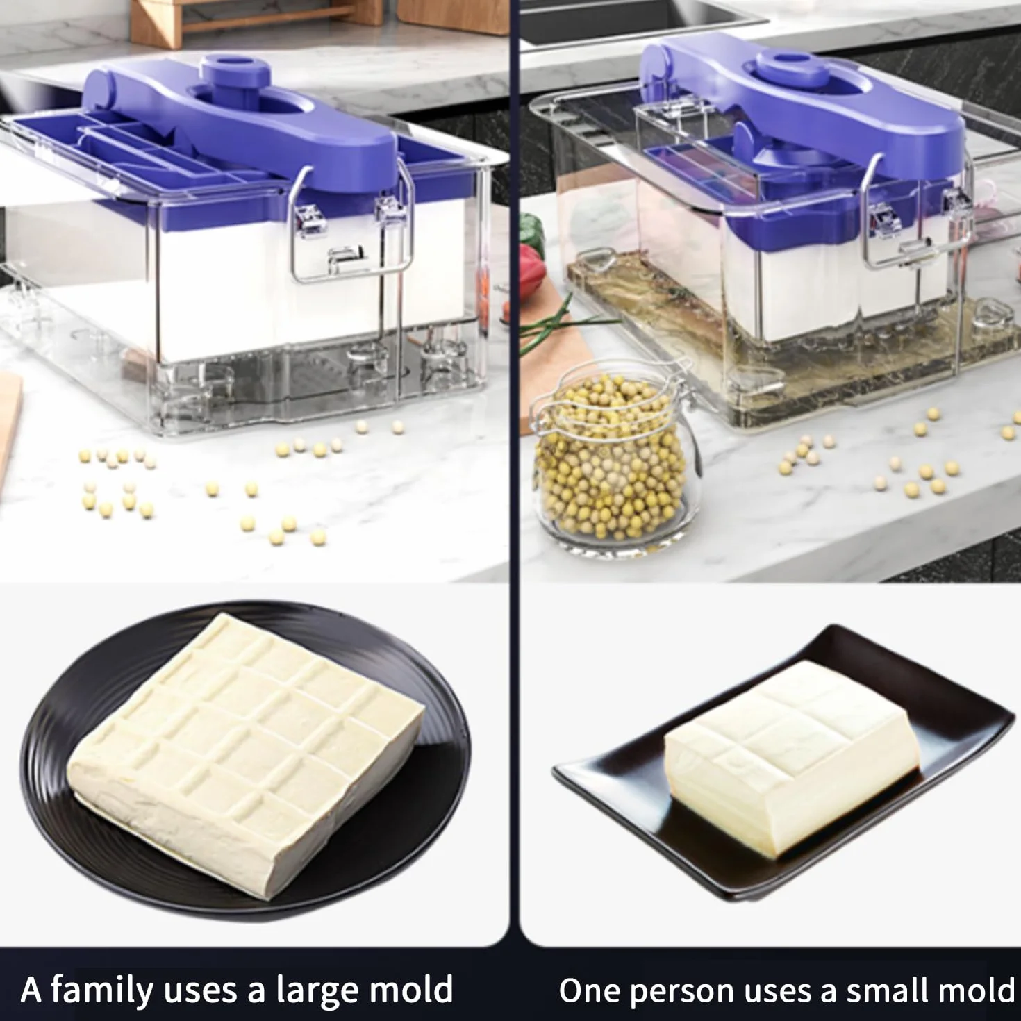 Tofu prasa do tofu, "zrób to sam", z tworzywa sztucznego, z naciskiem sprężynowym, zestaw 2 foremek do tofu, prasa do sera, tofu do mocnego/bardzo mocnego tofu, bez BPA
