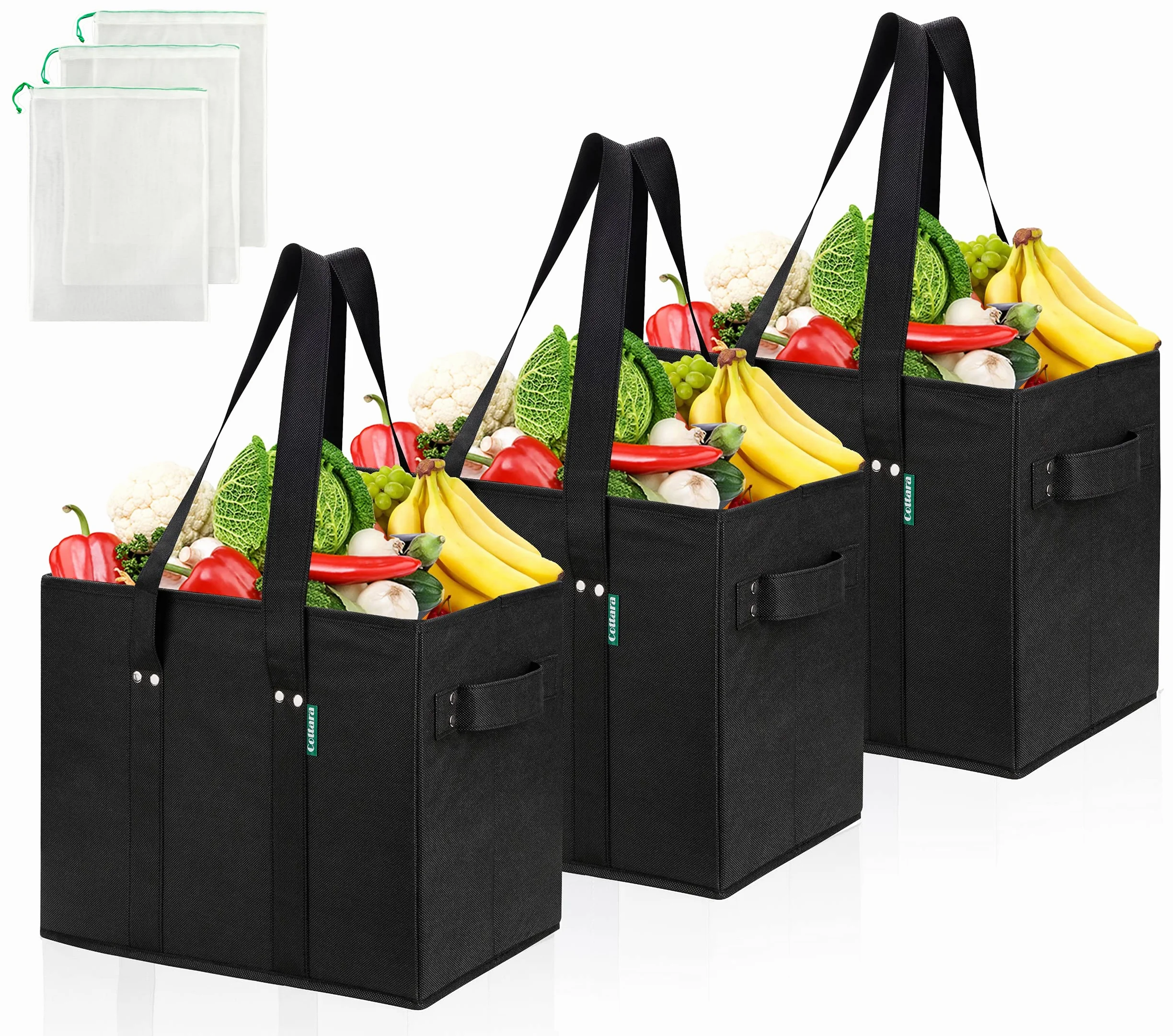 COTTARA Torba na zakupy składana 3 sztuki kosz wielokrotnego użytku 38x23x31 cm szara