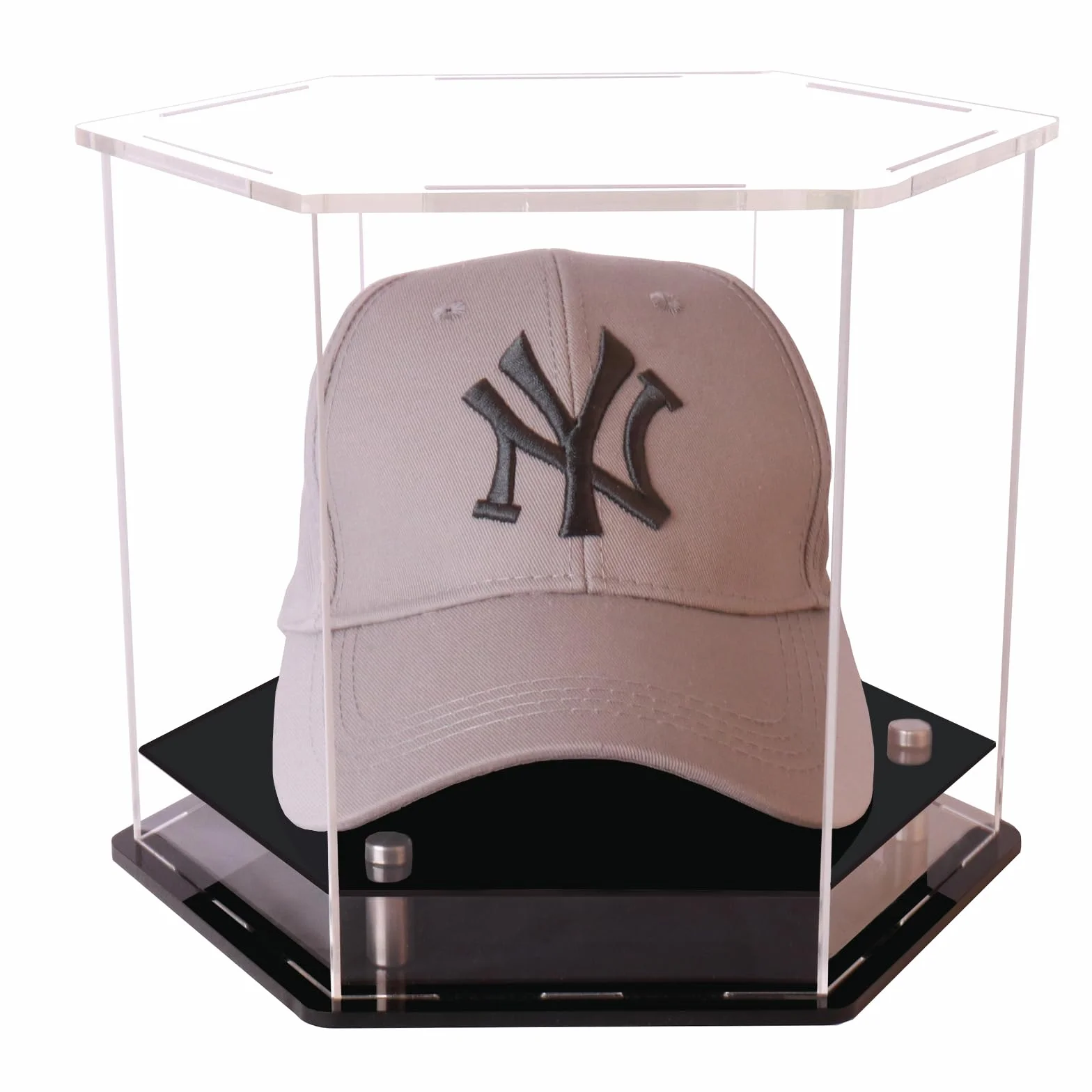 Przezroczysta obudowa na kapelusz, gablota na czapkę do baseballu, stojak na czapkę piłkarską, idealny do baseballu, piłki nożnej lub czapki typu snapback 24 x 21 cm