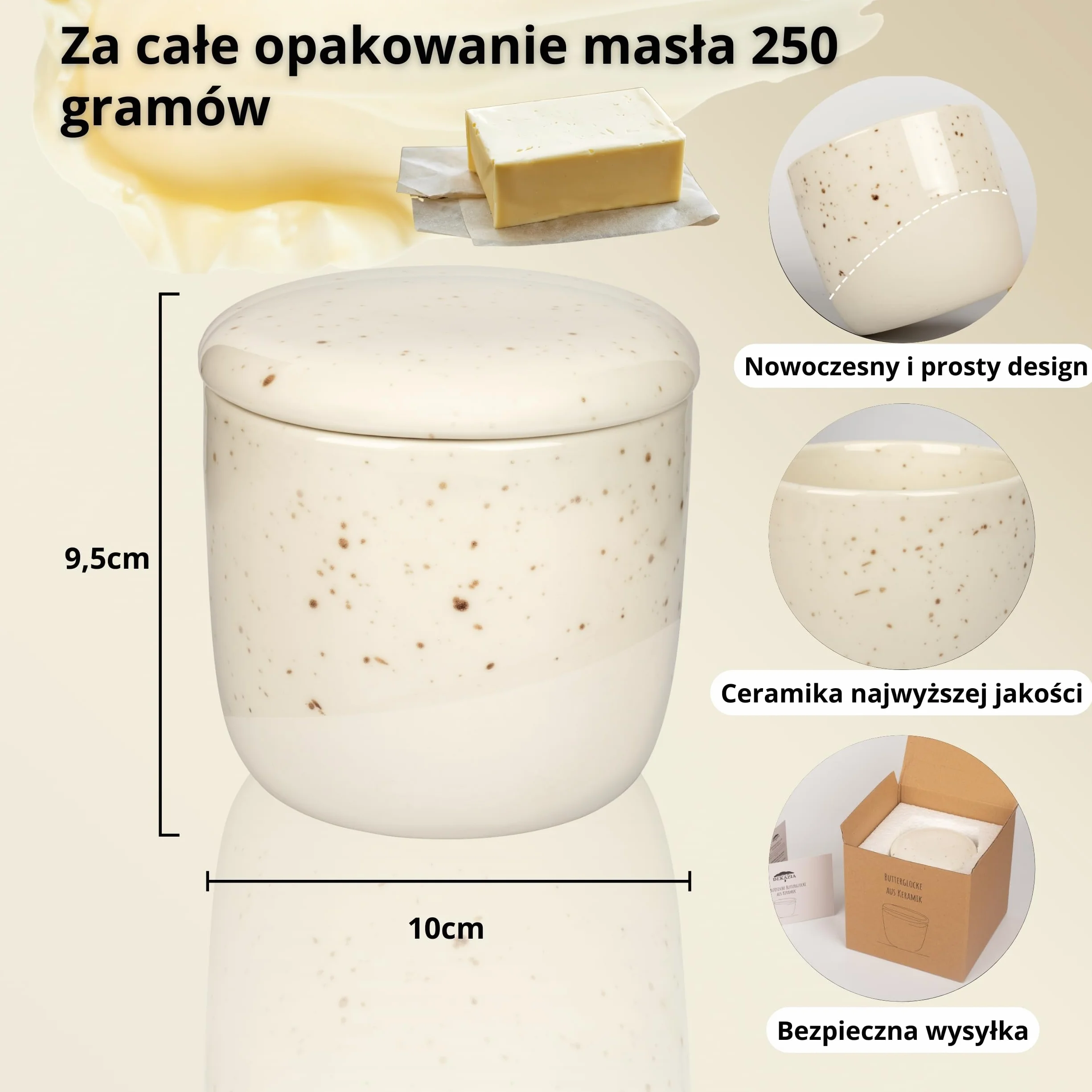 DEKAZIA® Maslenka Francuska Chłodzona Wodą 250gr Słoik Ceramika