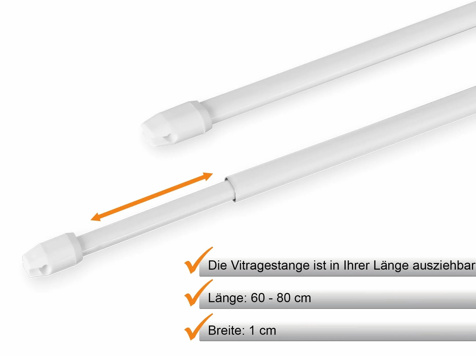 Dekondo Karnisz Easy biały rozsuwany zakres mocowania 15-20mm 80-100cm