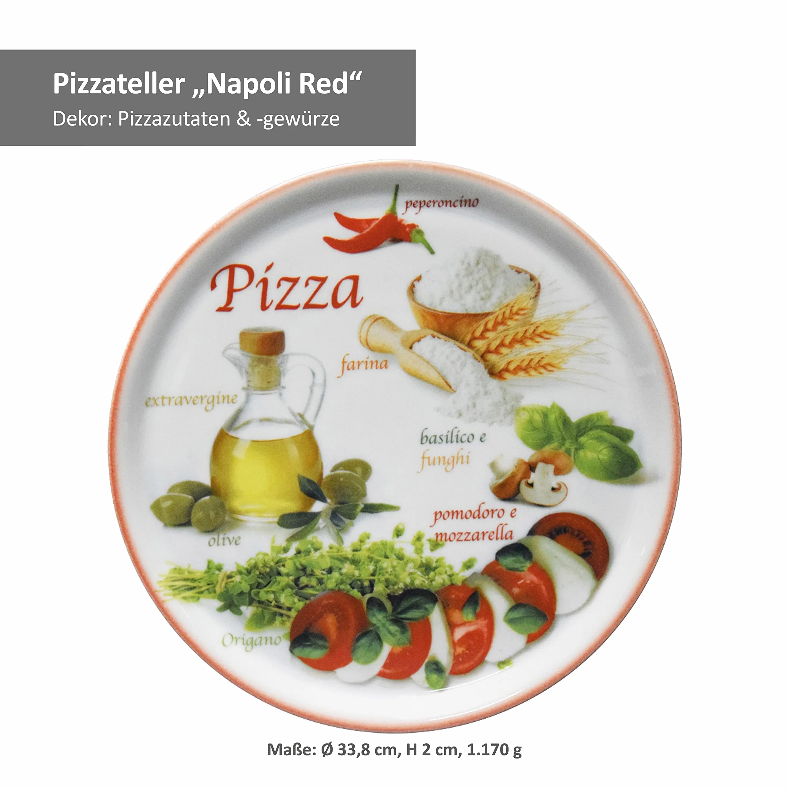MamboCat Zestaw 2 talerzy do pizzy Napoli Green & Red Ø 33,8 cm porcelanowe