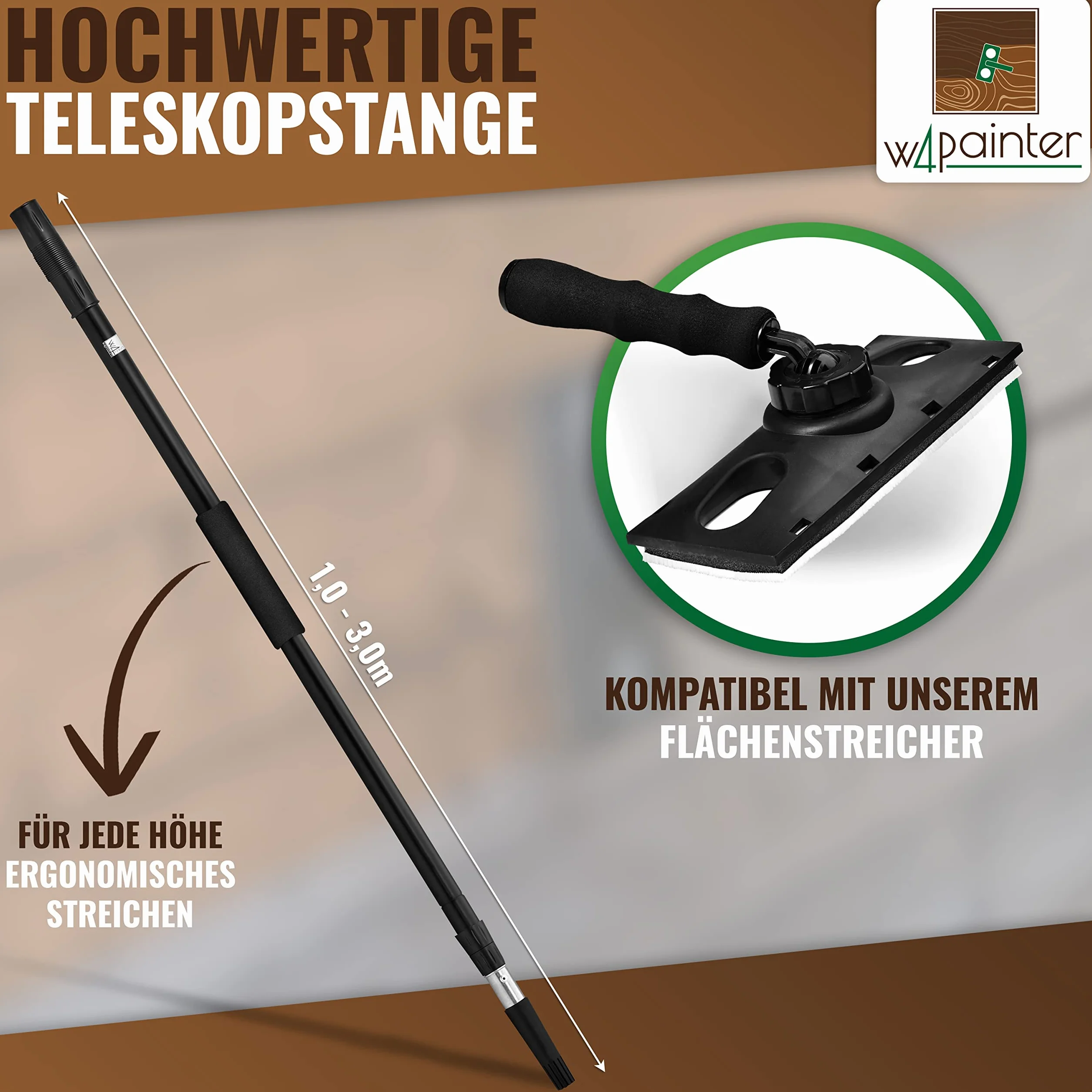 Drążek teleskopowy 3 m uniwersalny do wałka malarskiego basenu okien
