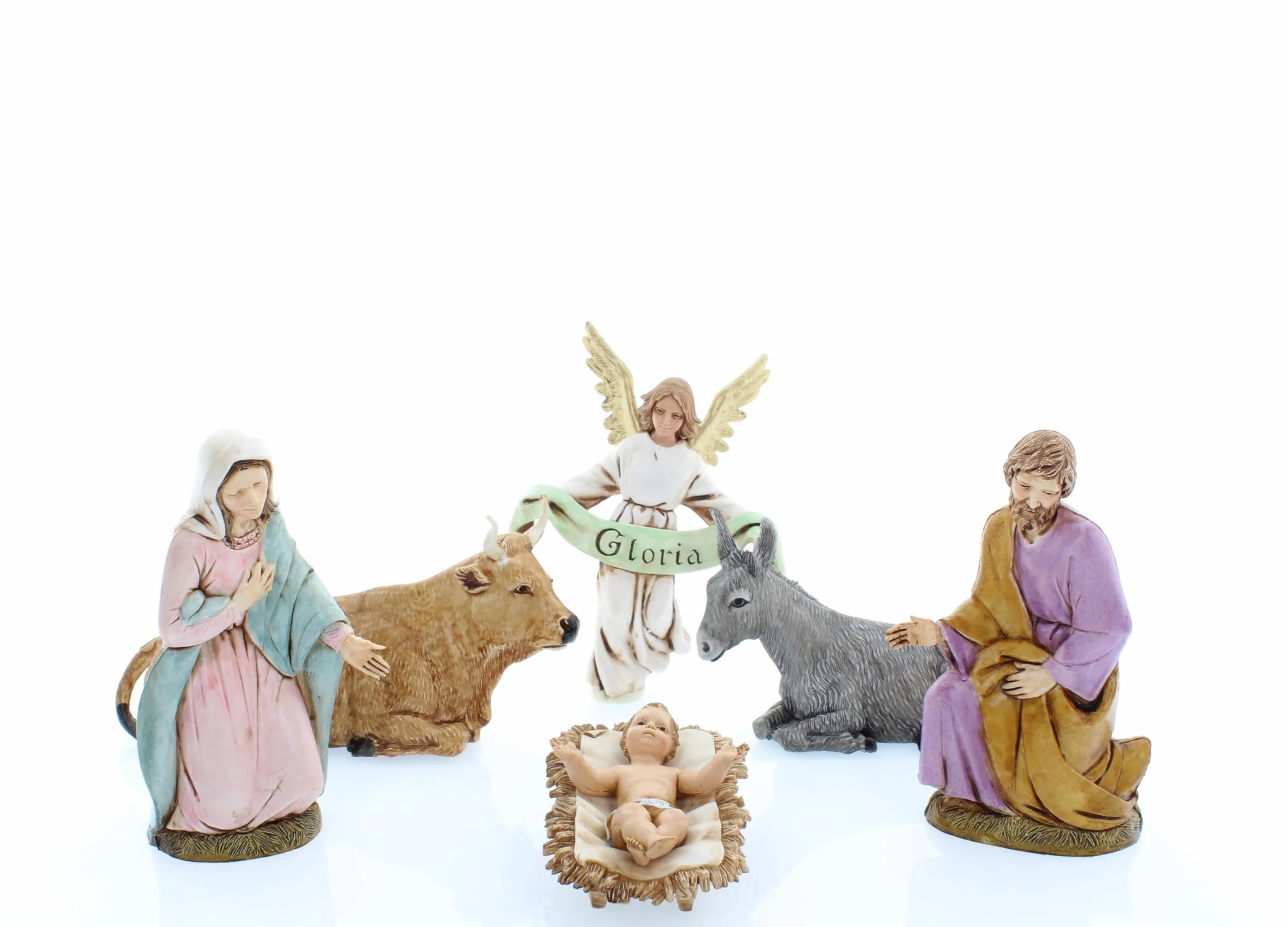 Moranduzzo Szopka, 6 figurek do szopki, 13 cm, skala 1:15, niezniszczalne figurki szopki, styl z XVIII wieku, ręcznie wykończony obraz, oficjalny produkt, wyprodukowano we Włoszech, rzeźbiarz M. Landi