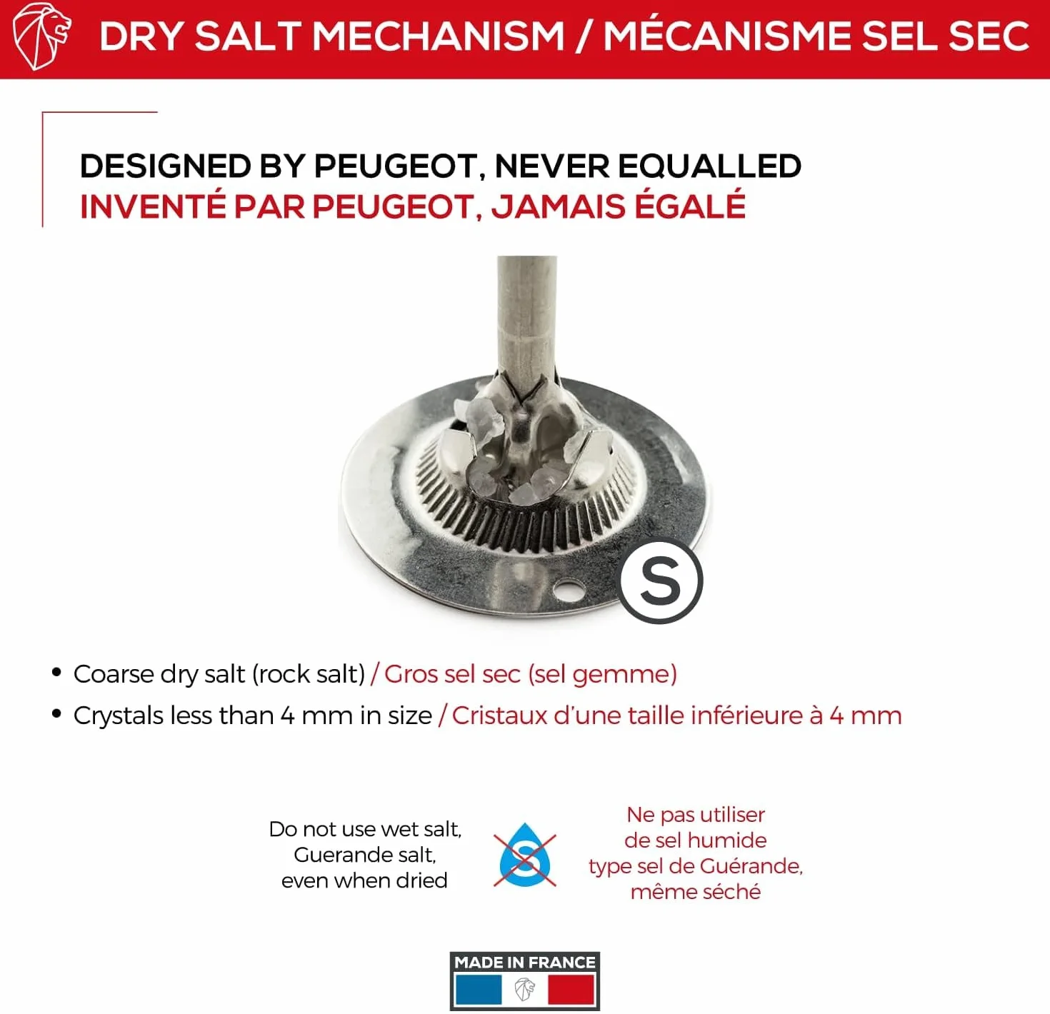 PEUGEOT Młynek do soli Paris u'Select 22 cm 6 stopni mielenia drewno PEFC