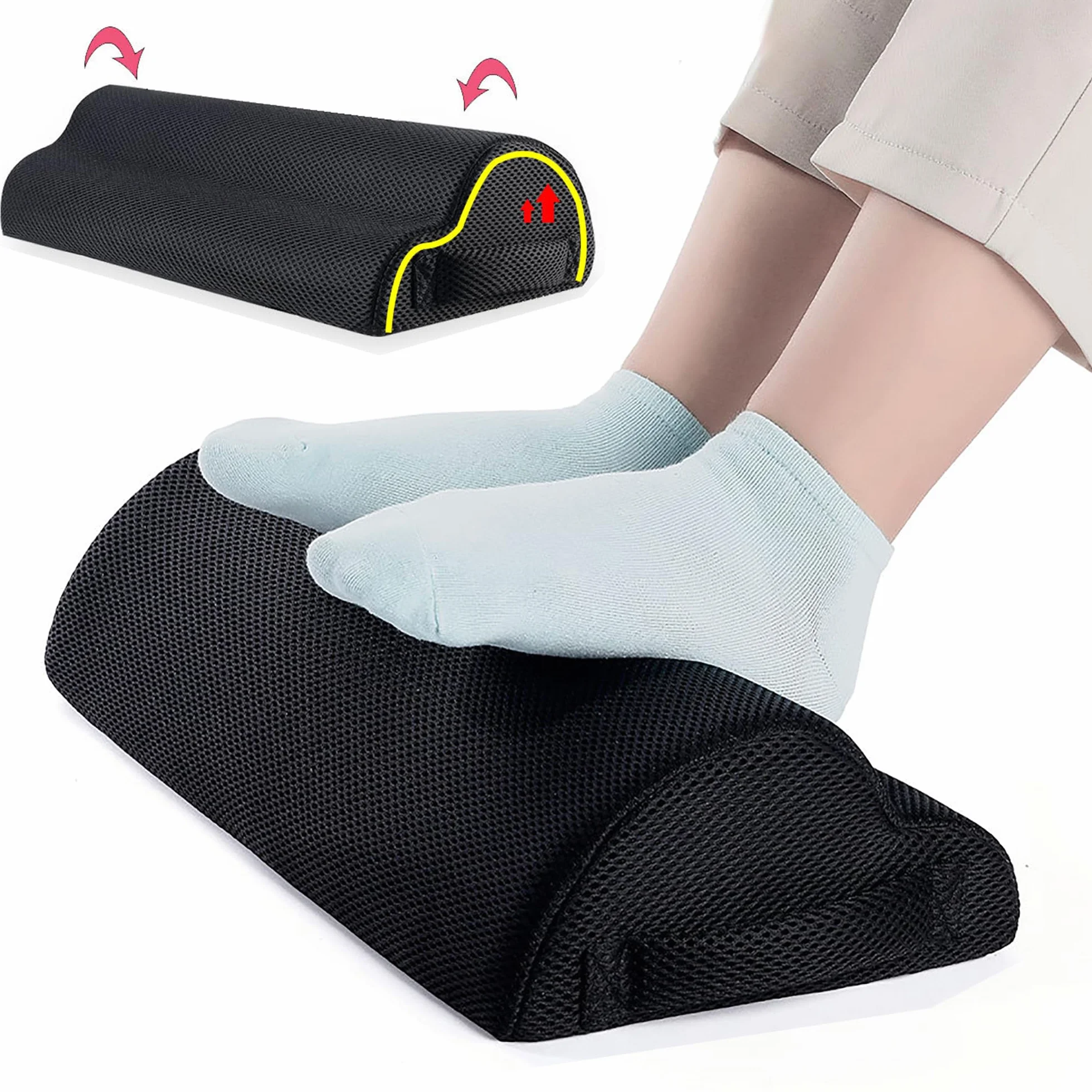 Podnóżek pod biurko WDEC Ergonomiczny podnóżek z regulowanym wzrostem, antypoślizgowy, piankowy podkład pod stopy, kompaktowa podpórka dla domu, biura, podróży
