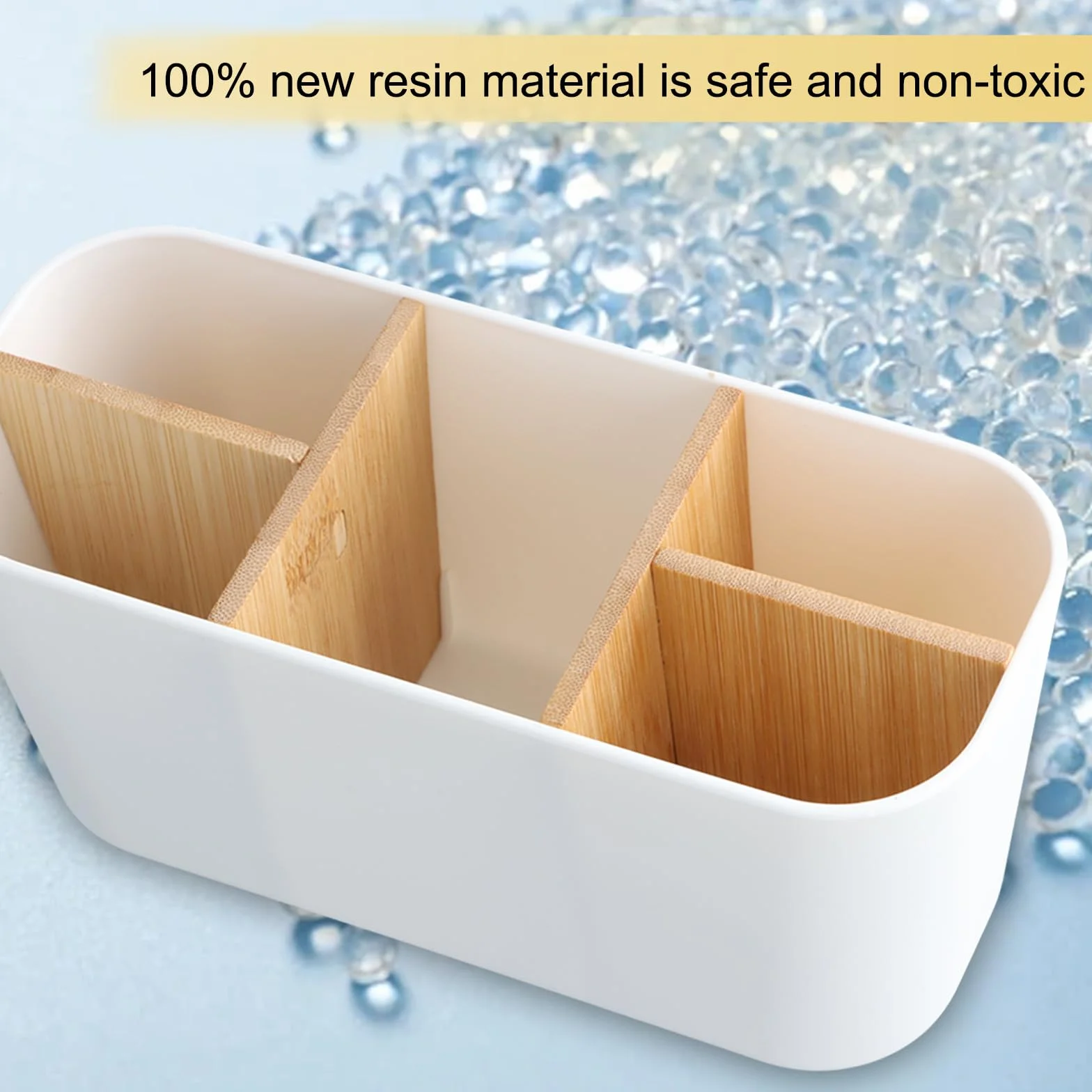 Plastikowy uchwyt na szczoteczki do zębów, organizer z 5 przegródkami, wyjmowane separatory do łazienki lub biura, 21 x 9 x 10 cm - praktyczny i trwały (bbiały)