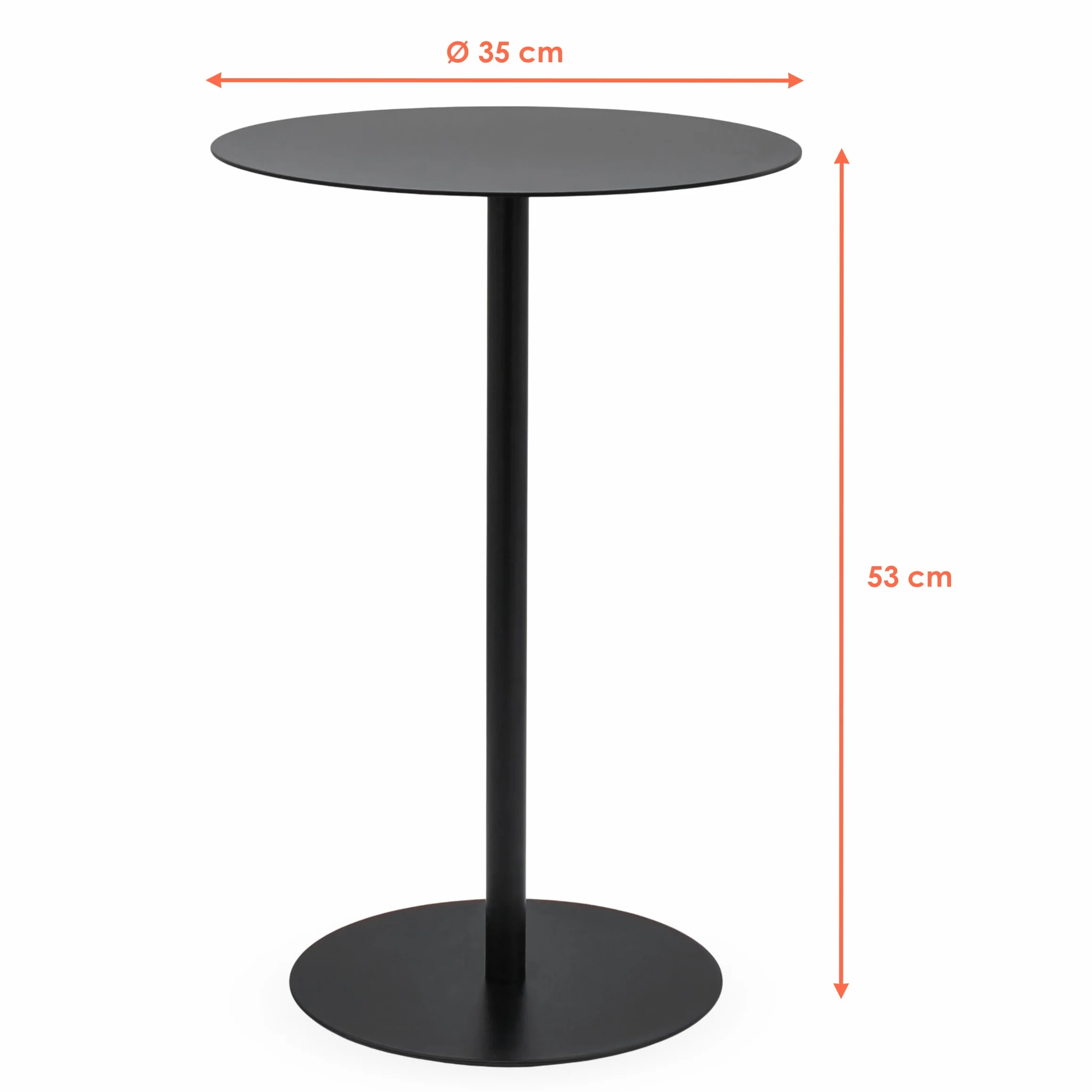 Spetebo Metalowy stolik pomocniczy, okrągły, czarny, matowy, Ø 35 cm, stolik kawowy w stylu bistro – stolik do salonu, dekoracyjny stolik na kwiaty, stolik pod telefon, stolik dekoracyjny o wyglądzie