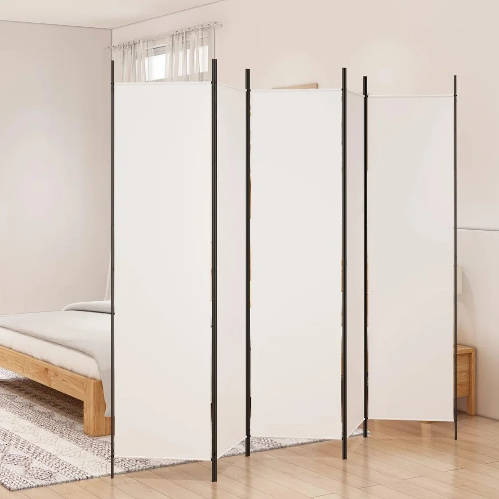 vidaXL Parawan 5-panelowy Biały 250x200 cm Tkanina