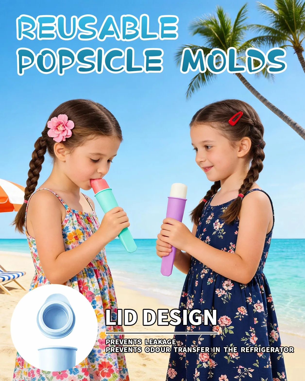 8 sztuk silikonowe formy na lody z pokrywkami, formy na lody z składaną lejkami, przyjazne dla dzieci rozmiary, bez BPA, łatwe do czyszczenia, elastyczne i wielokrotnego użytku formy na lody do wyrobu