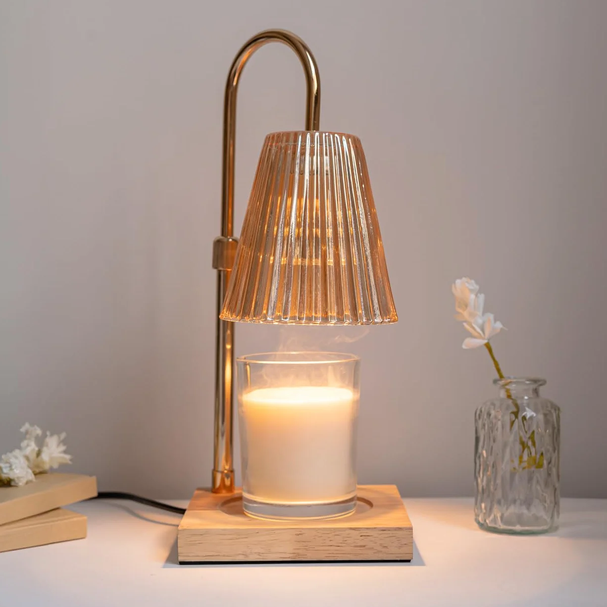 Flamingueo Lampa Podgrzewacza Świec - Podgrzewacz do Świec, Candle Warmer Lamp z Timerem, Lampka do Świec, Regulowana Intensywność, Lampka Nocna