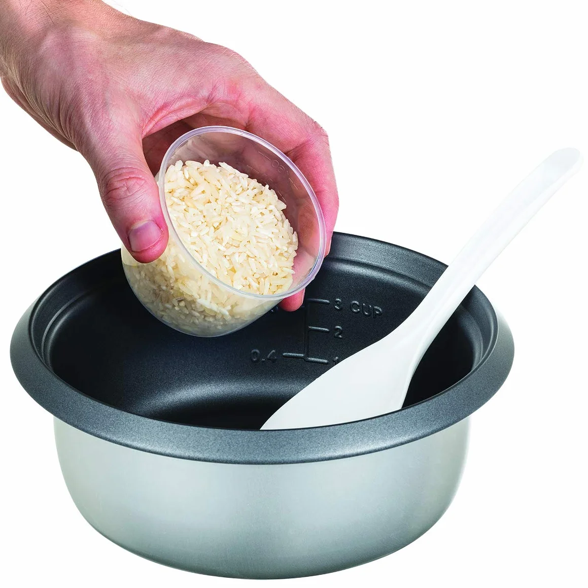 Russell Hobbs szybkowar, ryżowar, pojemność 0,8l, wyjmowany garnek, funkcja podtrzymywania ciepła, pokrywka ze szkła hartowanego, stal nierdzewna, moc 300W, biały, Szybkowar 27030-56