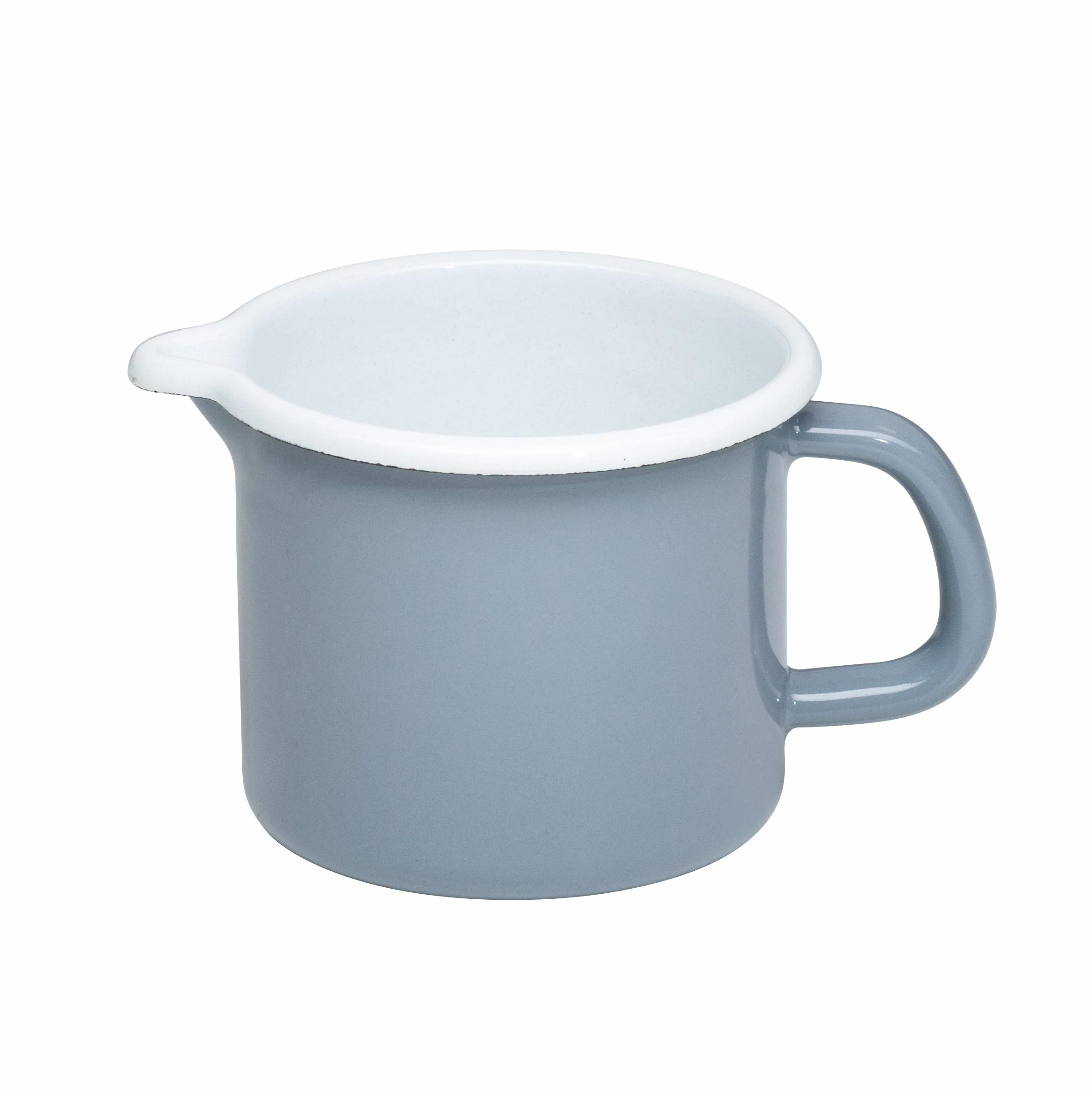 Riess, 0038-065, garnek z dziobem 9, Classic – Pure Grey, średnica 9 cm, wysokość 8,5 cm, pojemność 0,5 l, emalia, jasnoszary, garnek na mleko, indukcja